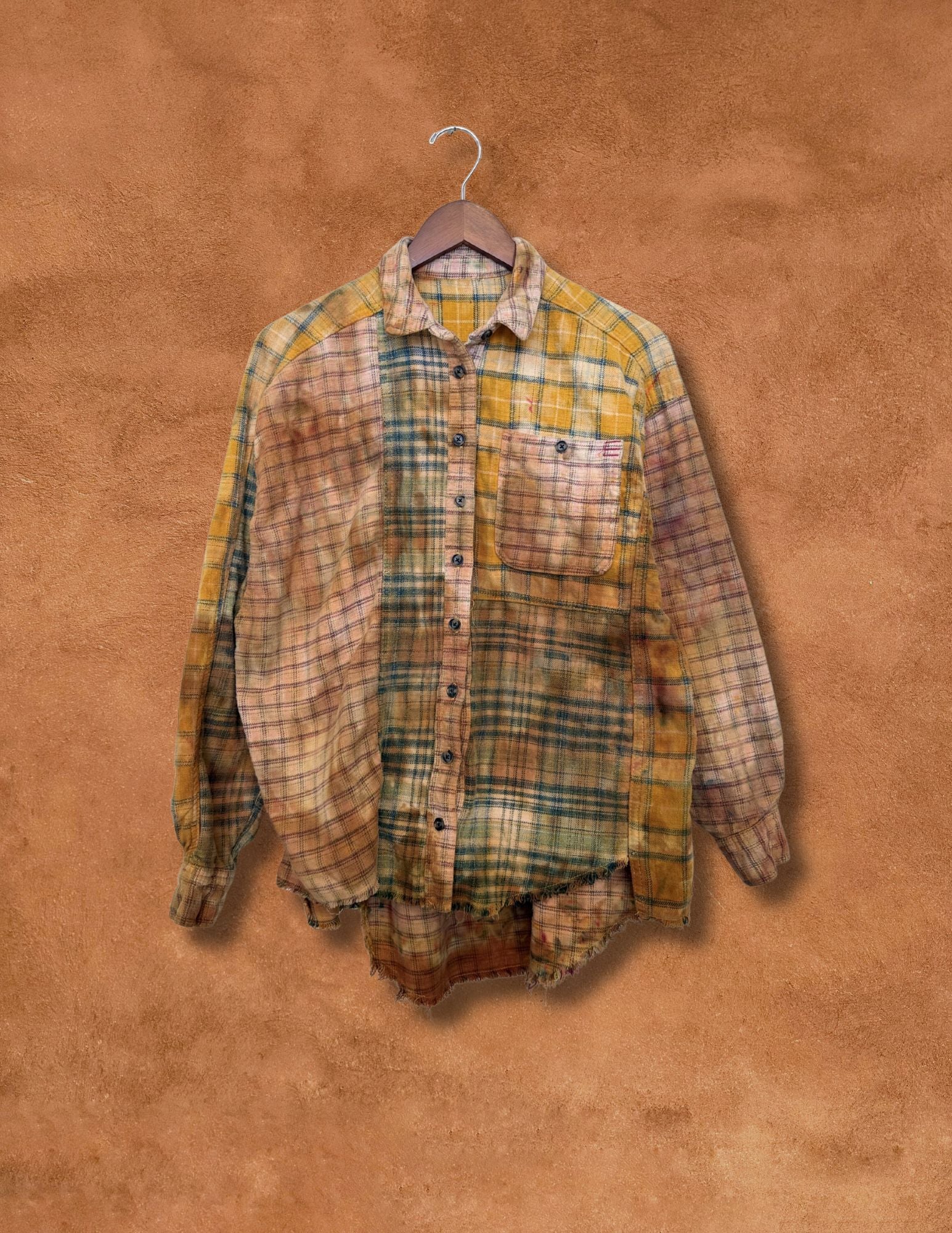 Upcycled Vintage Plaid Patchwork Flannel Shirt - 40 of 44