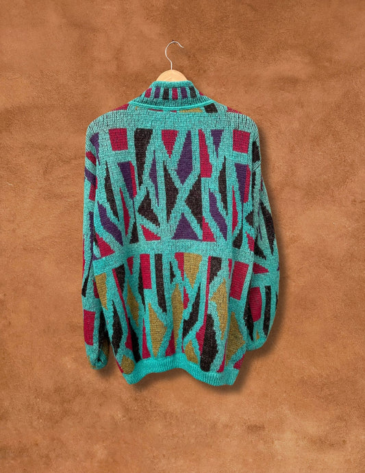 Vintage 80s Geo Cardigan Sweater
