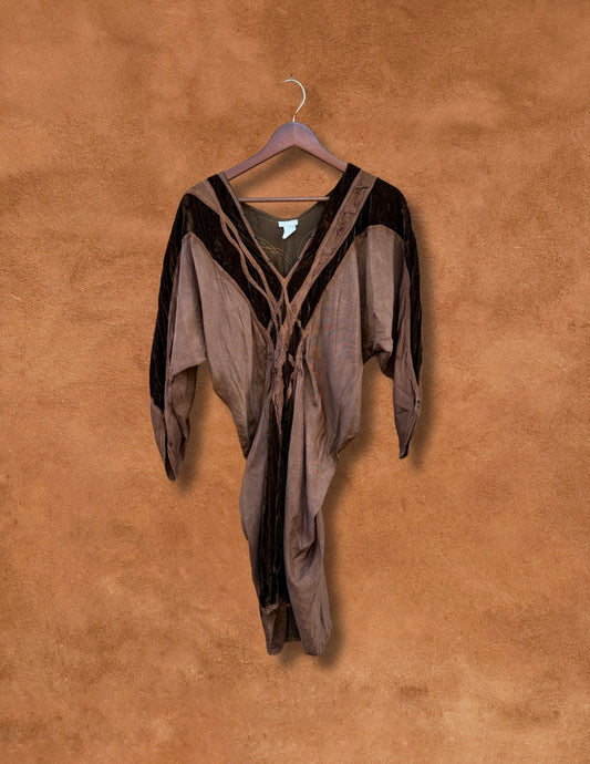 Vintage 80s Silk and Velvet Dress