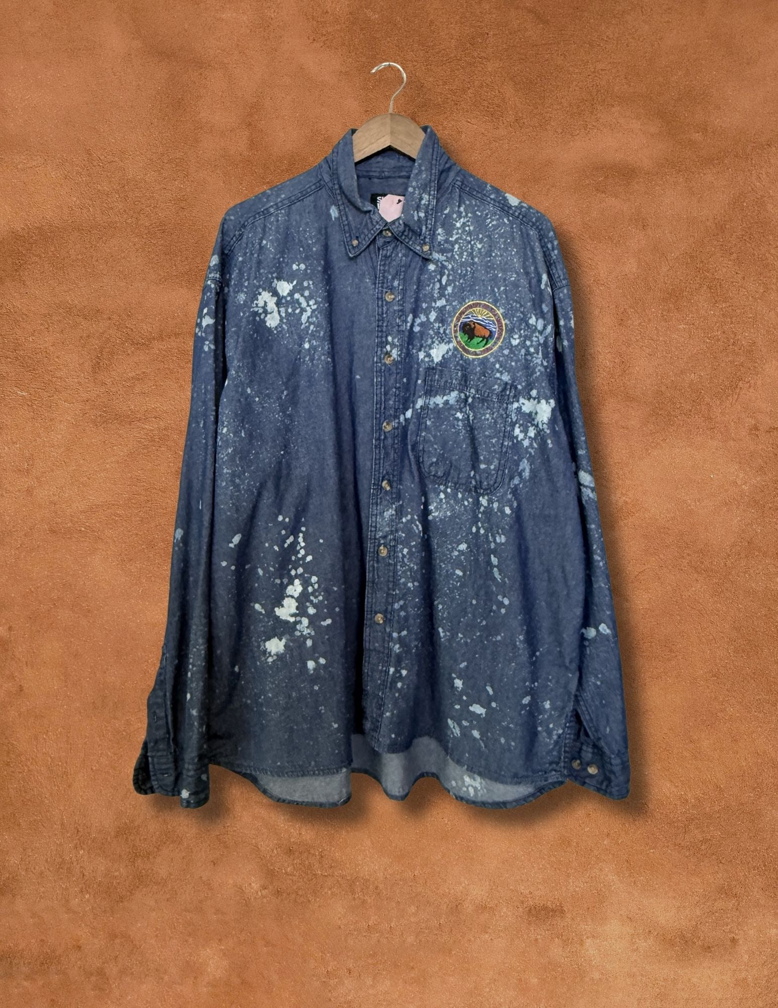 Upcycled Vintage Denim Shirt- Land Back Dept 56 x 32