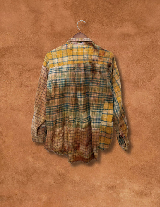 Upcycled Vintage Plaid Patchwork Flannel Shirt - 40 of 44