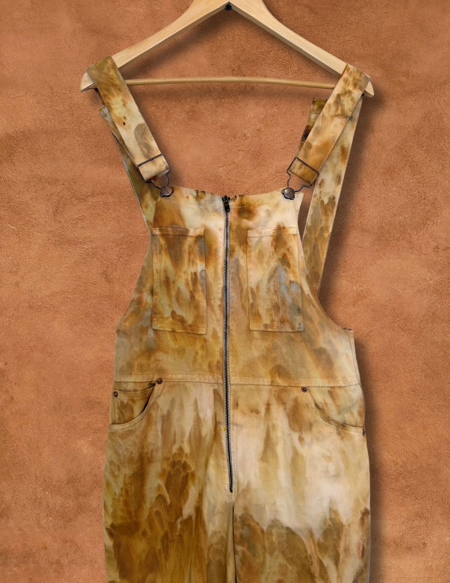 Upcycled Vintage 70s Cotton Canvas Flared Overalls 32 x 35