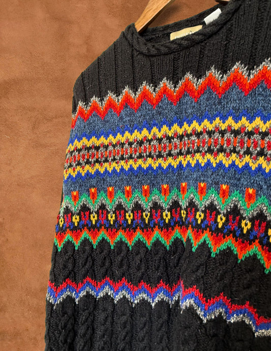 Vintage 80s Striped Geo Sweater
