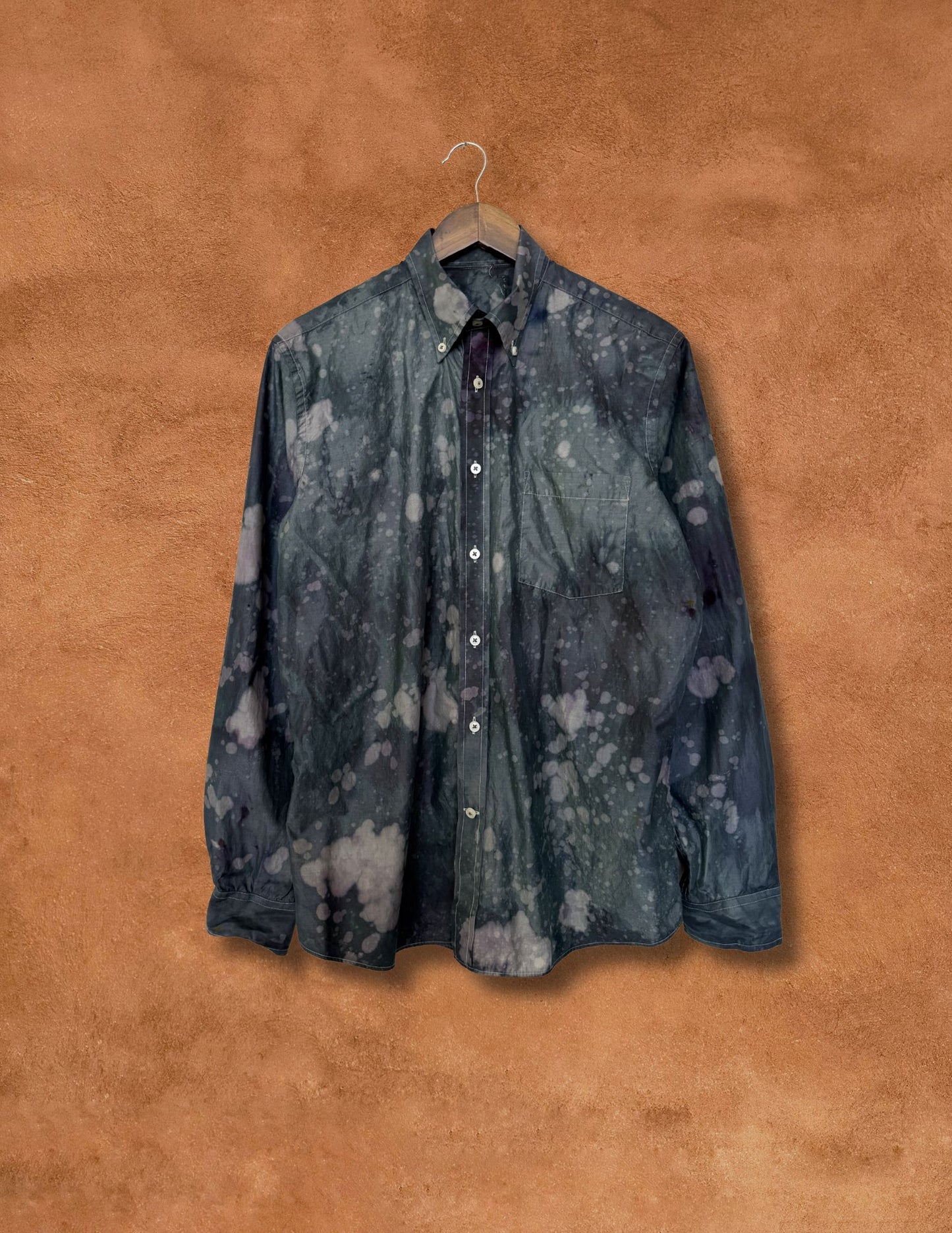 Upcycled Vintage Menswear Shirt  Water is Life 44 x 30