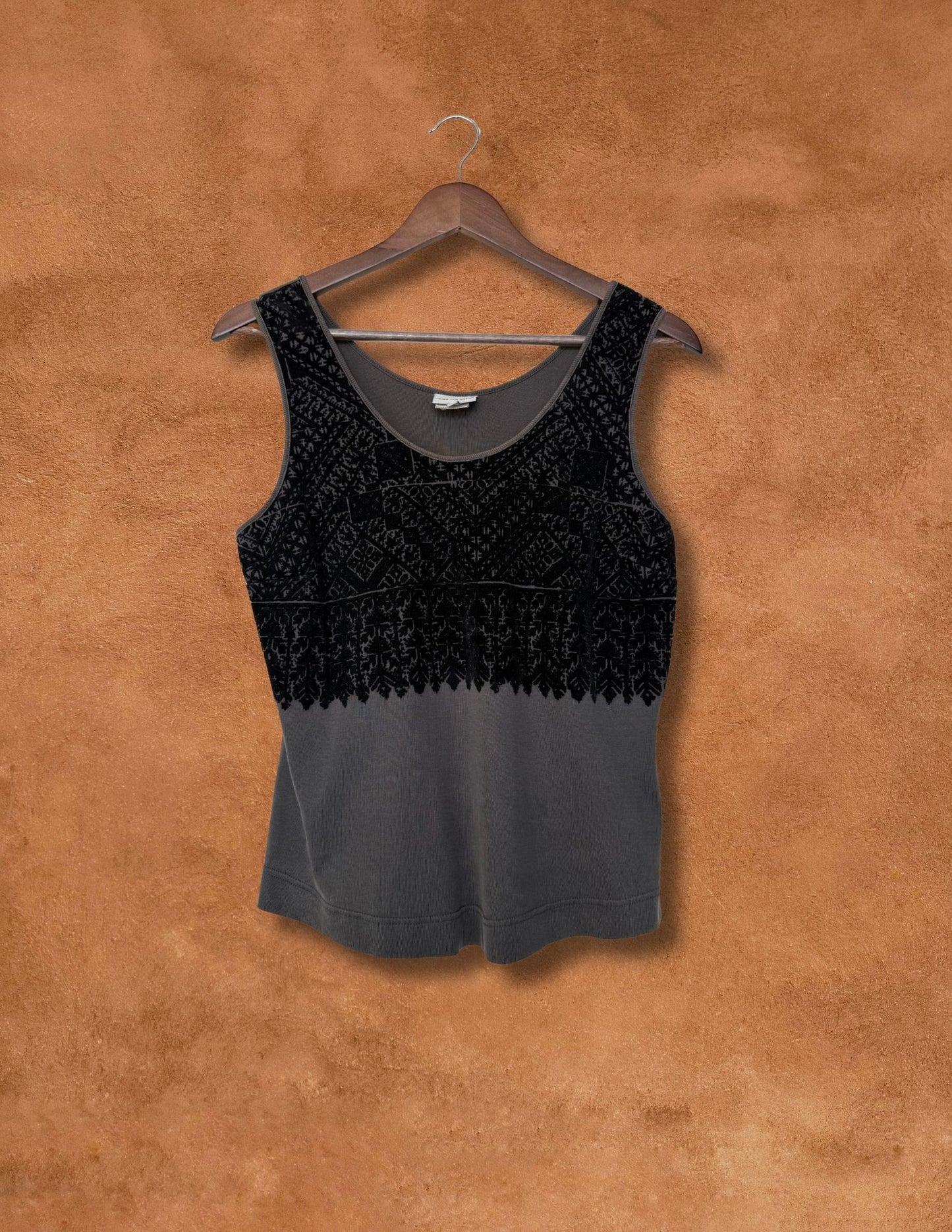 Vintage 90s Flocked Tank by Dries Van Noten