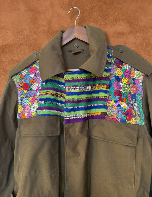 Upcycled Military Field Jacket — Midcentury Huipil Edition D