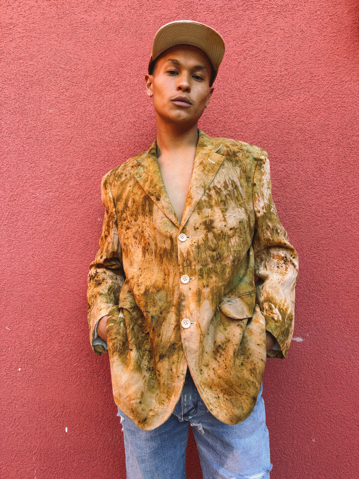 Upcycled Vintage Linen Menswear Blazer 44 x 30