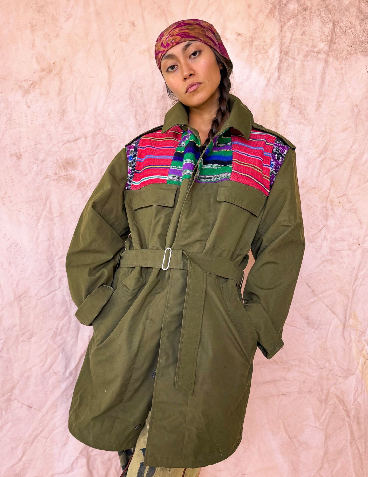 Upcycled Military Field Jacket — Midcentury Huipil Edition A