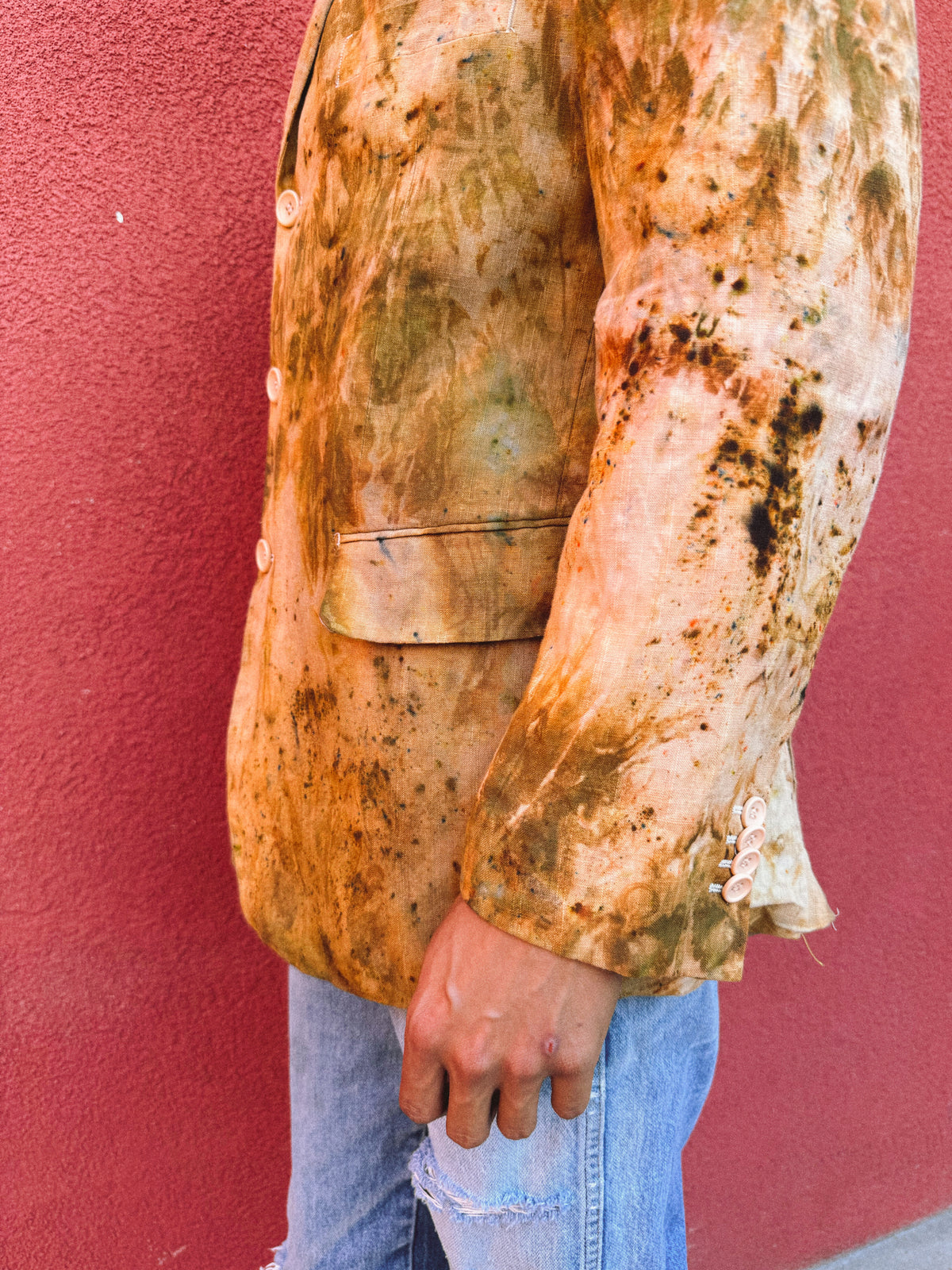 Upcycled Vintage Linen Menswear Blazer 44 x 30