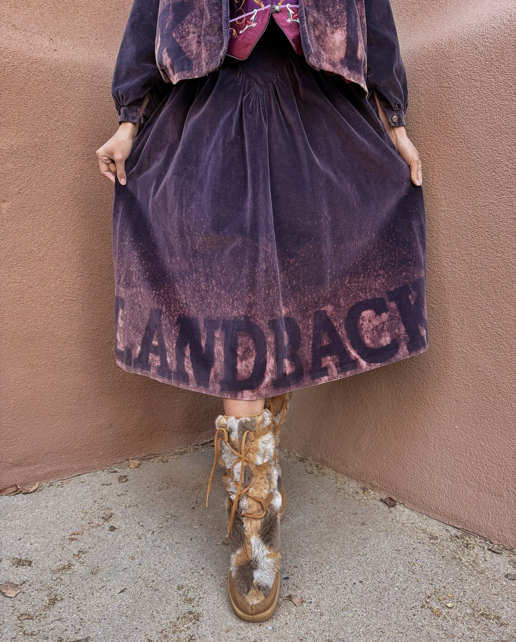 Upcycled Vintage Land Back Velvet Skirt