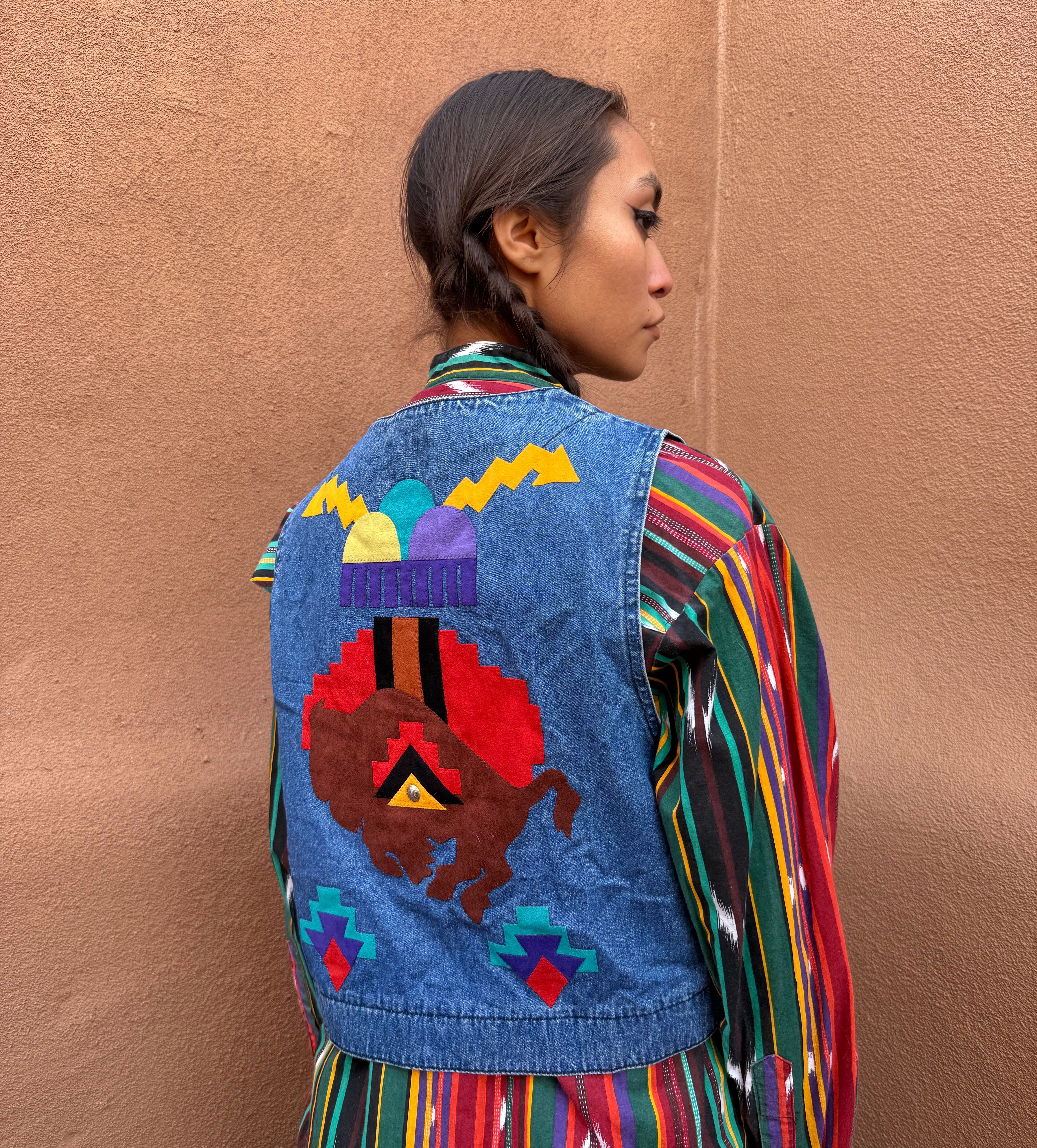 Vintage 80s Applique Denim Vest