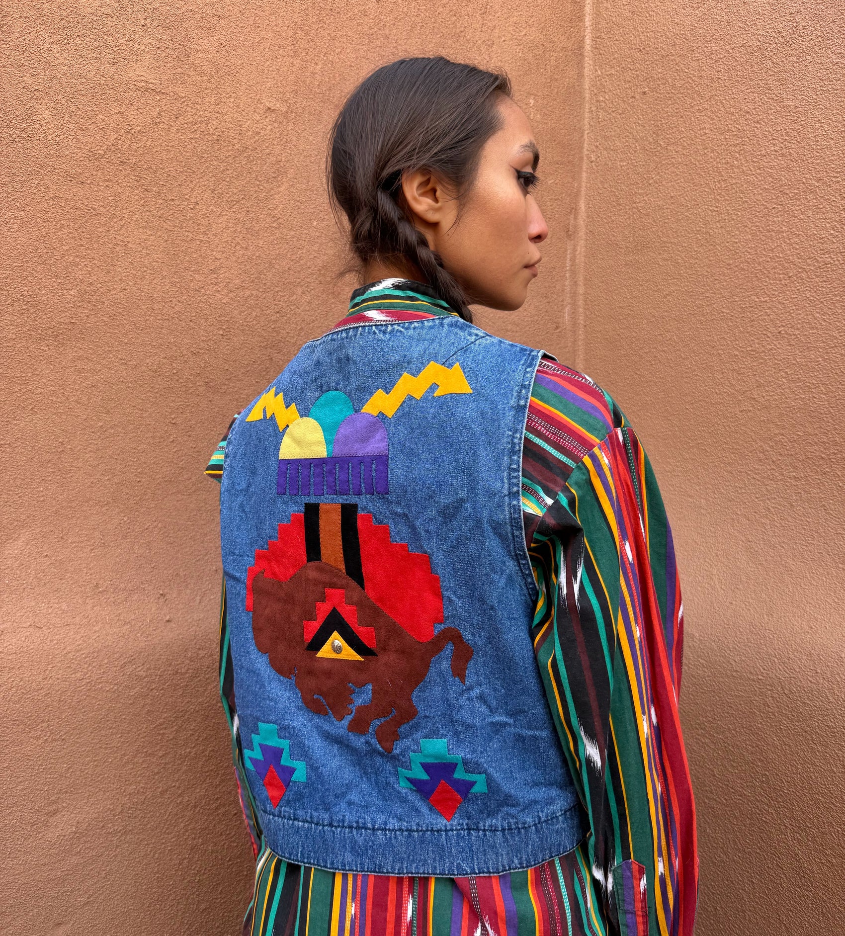 Vintage 80s Applique Denim Vest