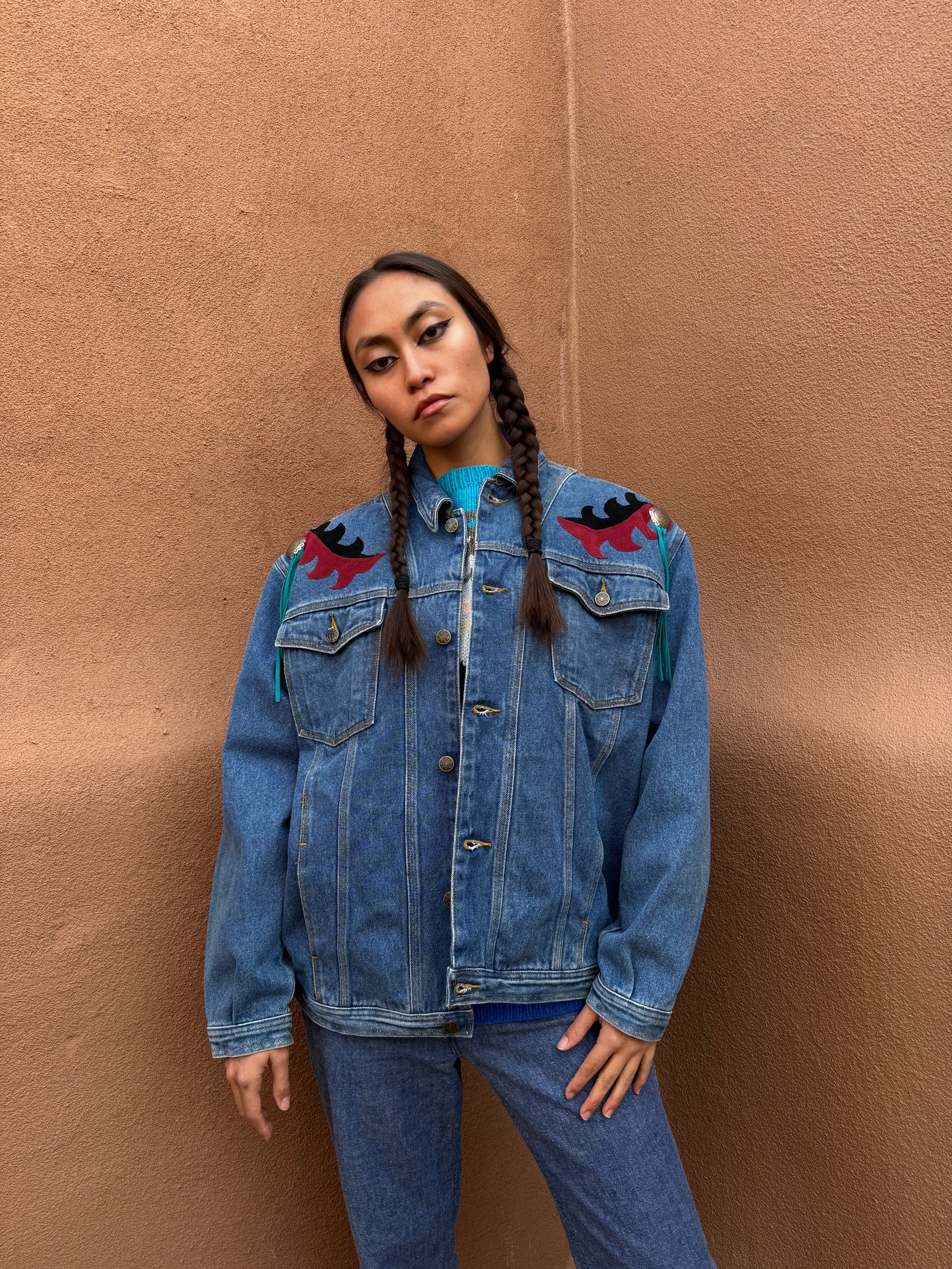 Vintage 80s Applique Denim Jacket