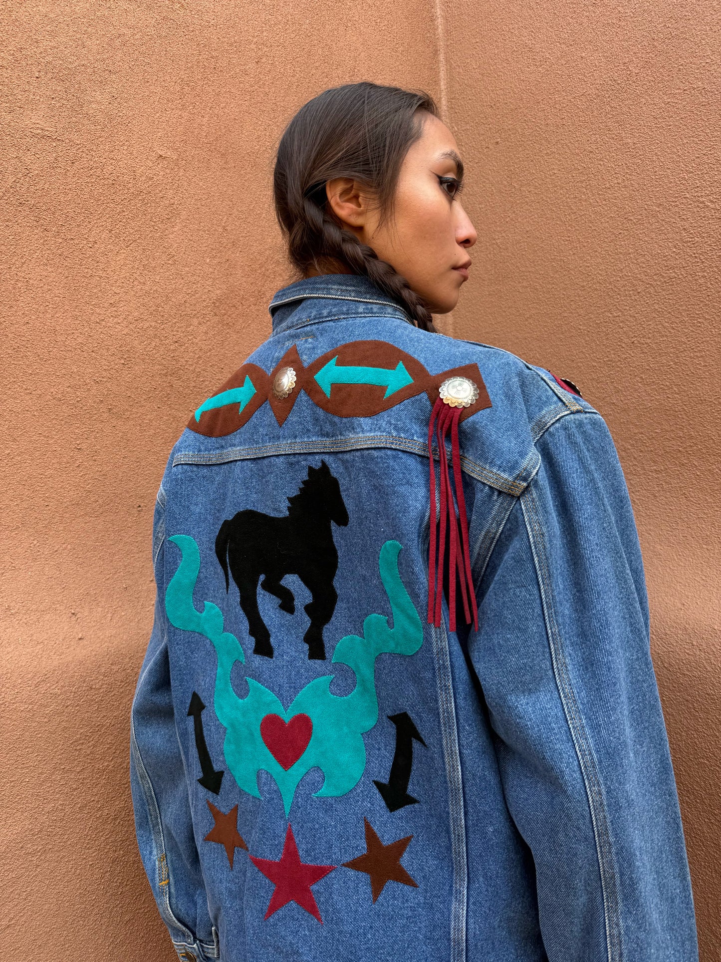 Vintage 80s Applique Denim Jacket