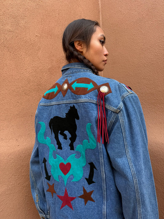 Vintage 80s Applique Denim Jacket