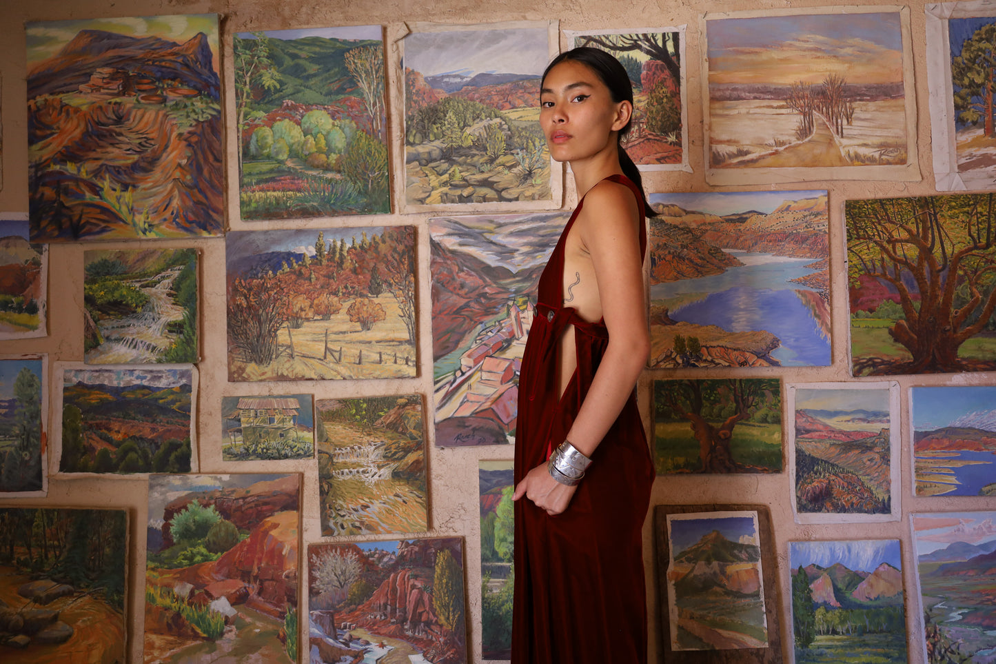 Vintage 70s Red Velvet Maxidress