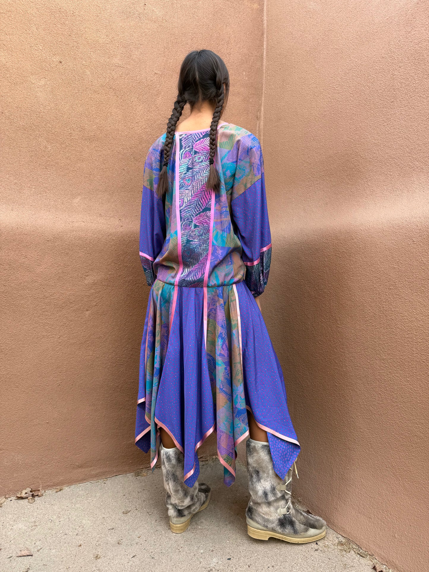 Vintage 80s Patchwork Handkerchief Dress