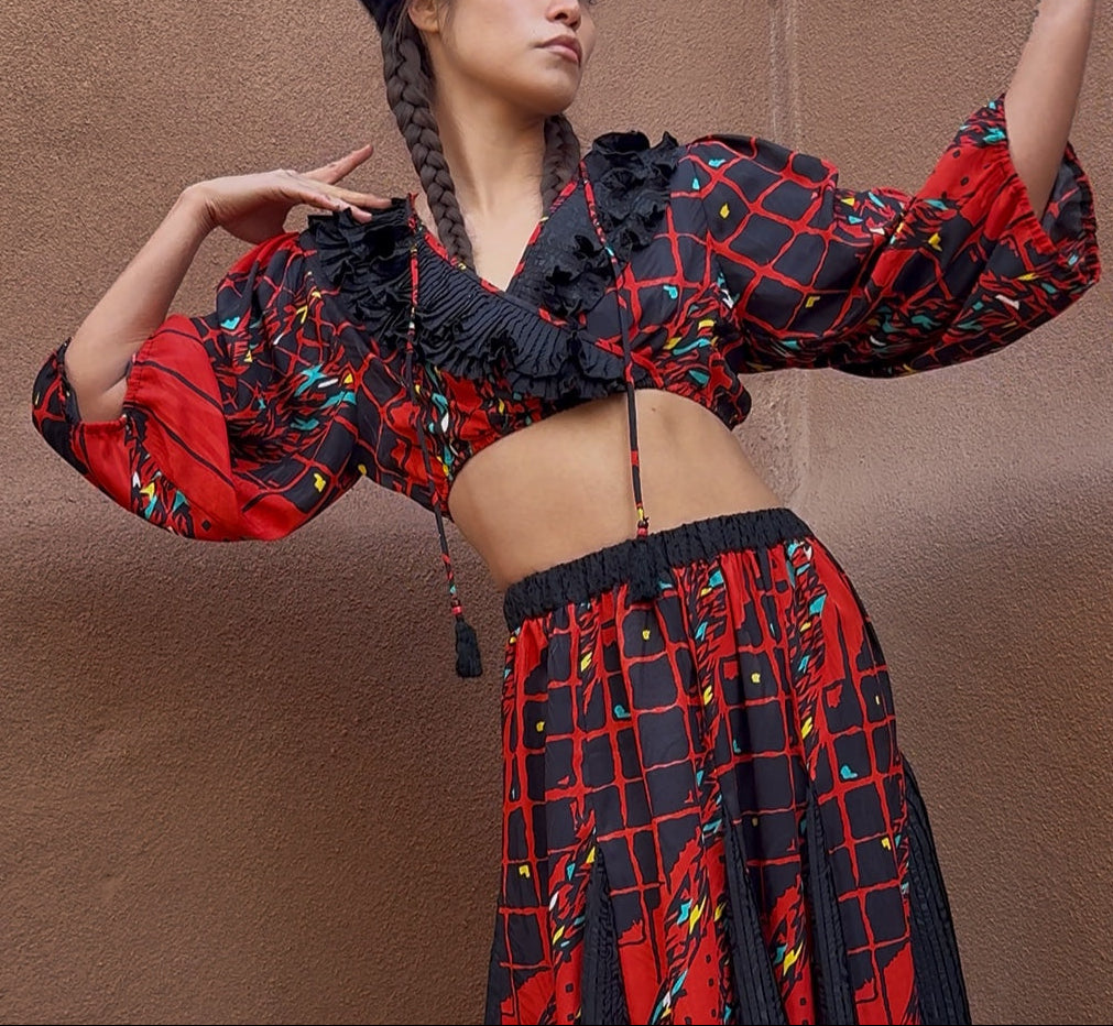 Vintage 80s Ruffle Crop Top