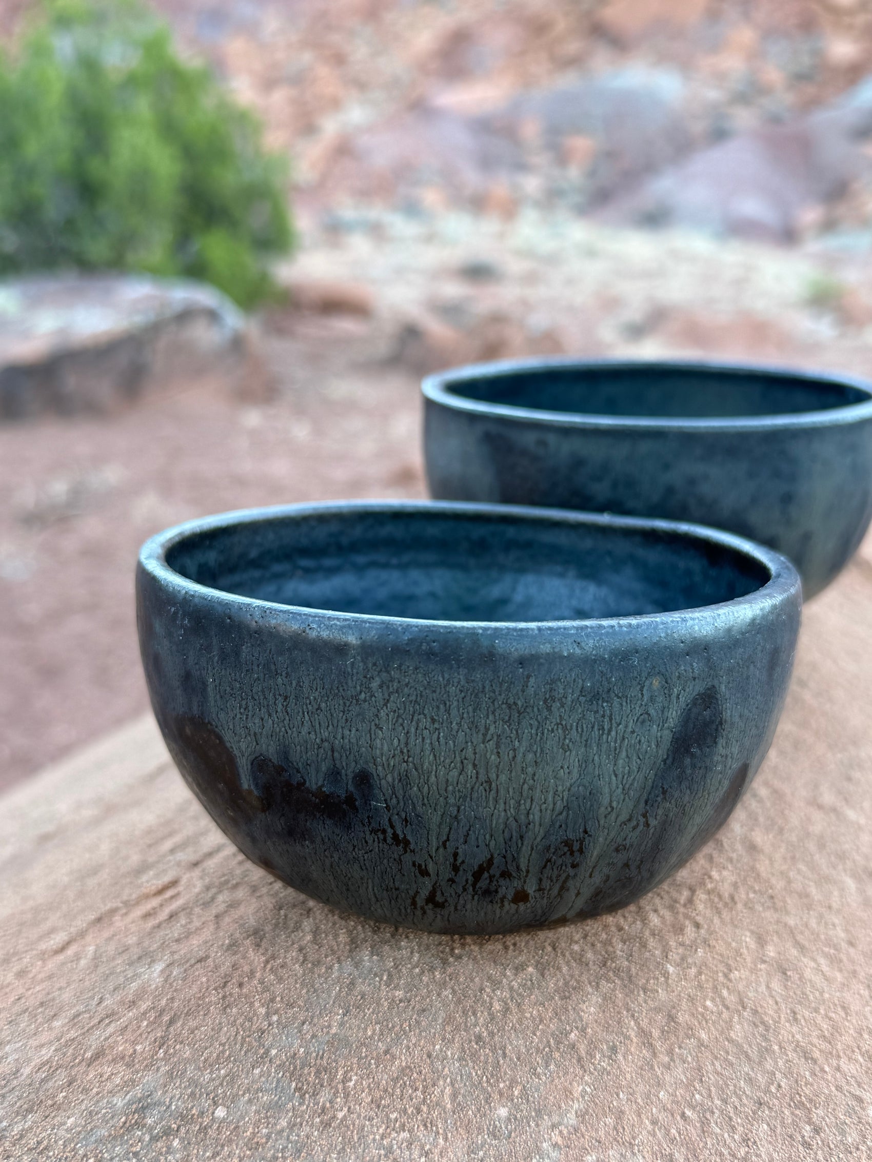 Vintage Ceramic Matte Black Bowls (Sold Seperately)