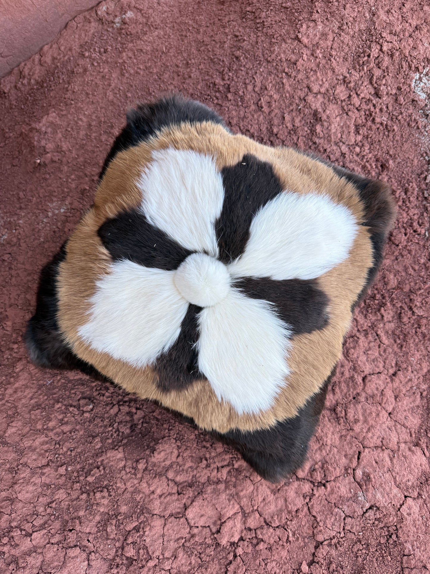 Vintage Fur Flower Pillow