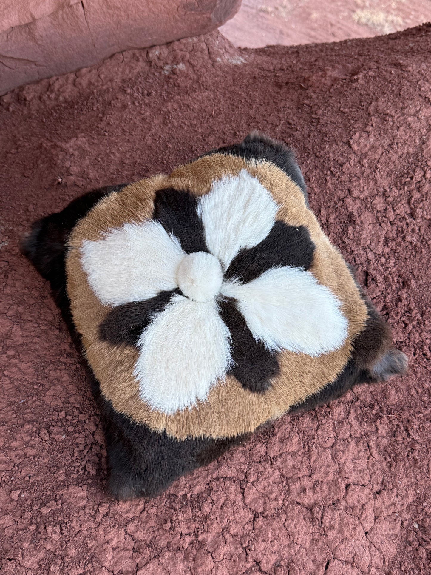 Vintage Fur Flower Pillow