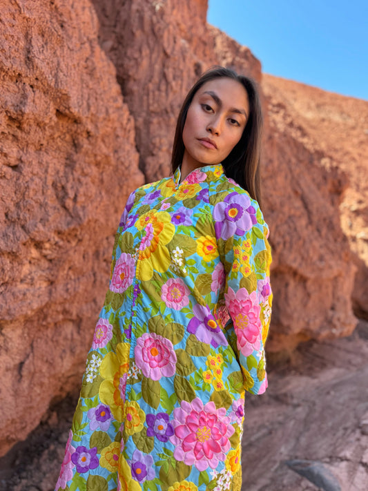 Vintage 60s 3D Floral Caftan