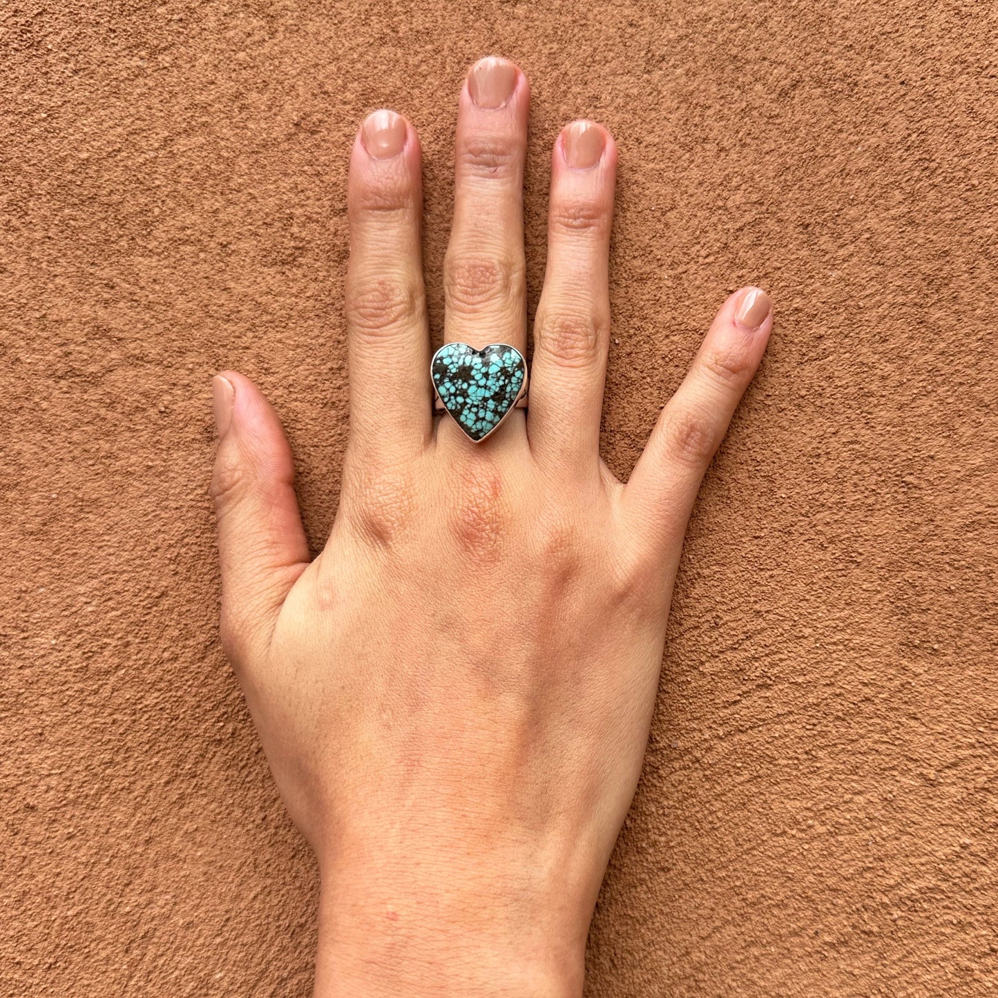 Navajo Made Turquoise Heart Ring