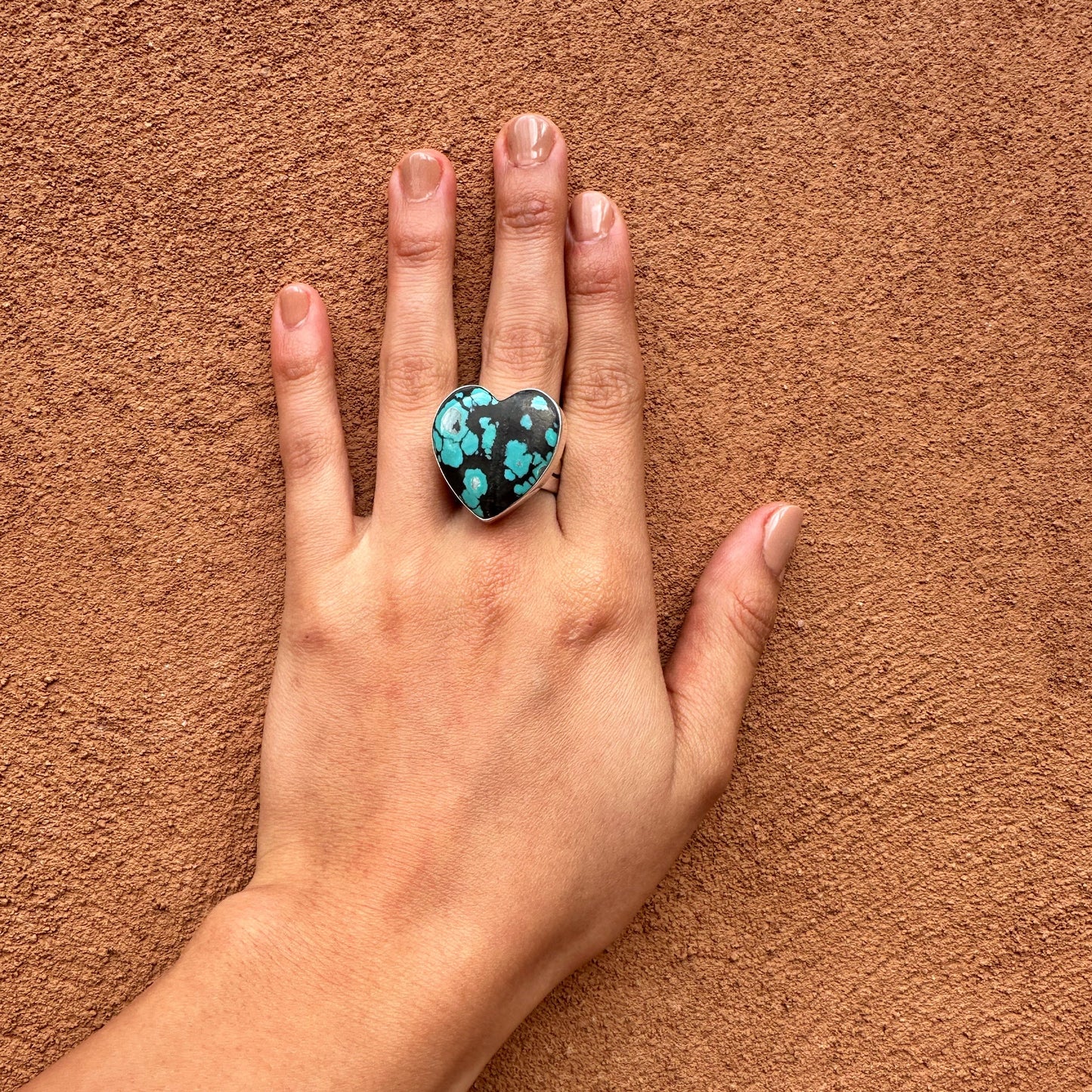 Navajo Made Turquoise Heart Ring
