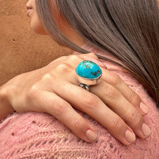 Navajo Made Turquoise Large Nugget Rings