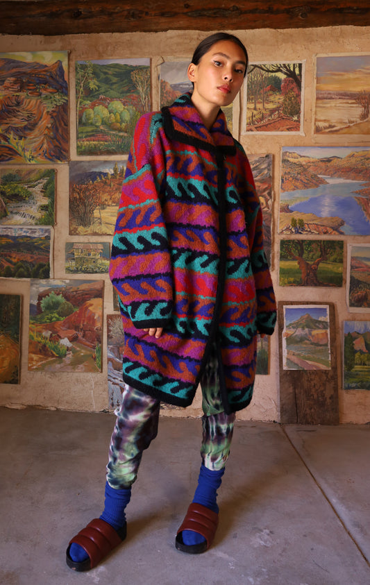 Vintage 80s Geo Wool-Blend Cardigan