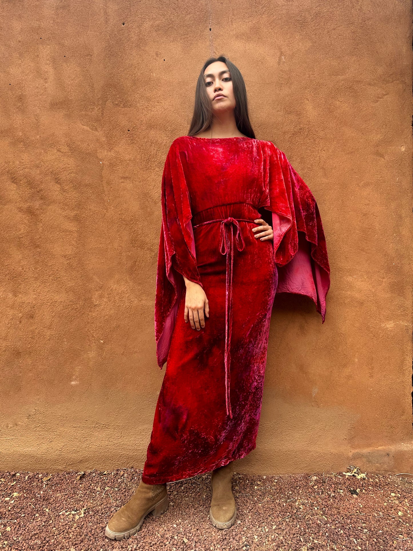 PRE ORDER Limited Edition Hand Dyed Velvet Wrap Dress