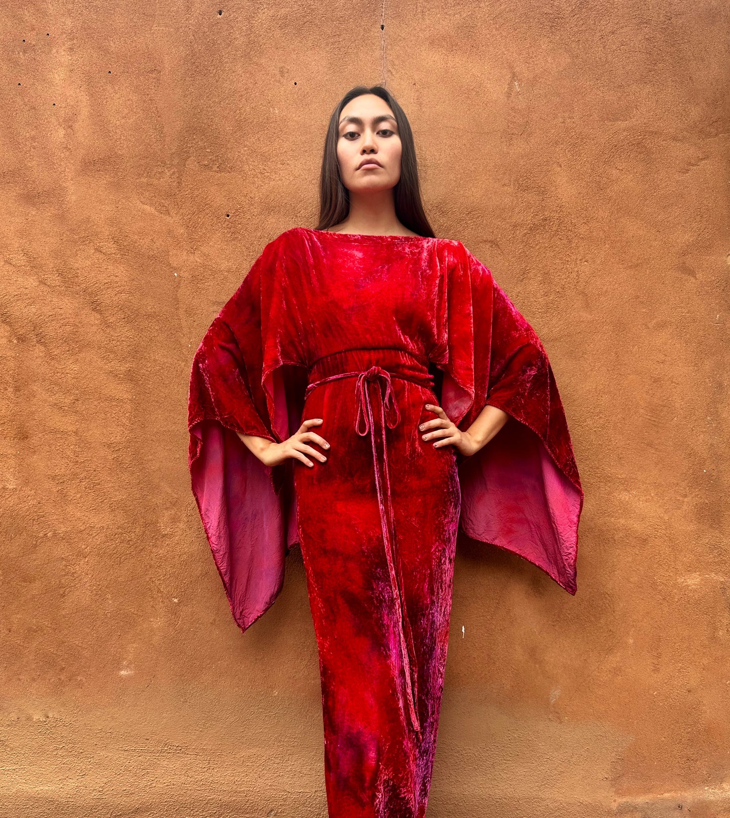 PRE ORDER Limited Edition Hand Dyed Velvet Wrap Dress