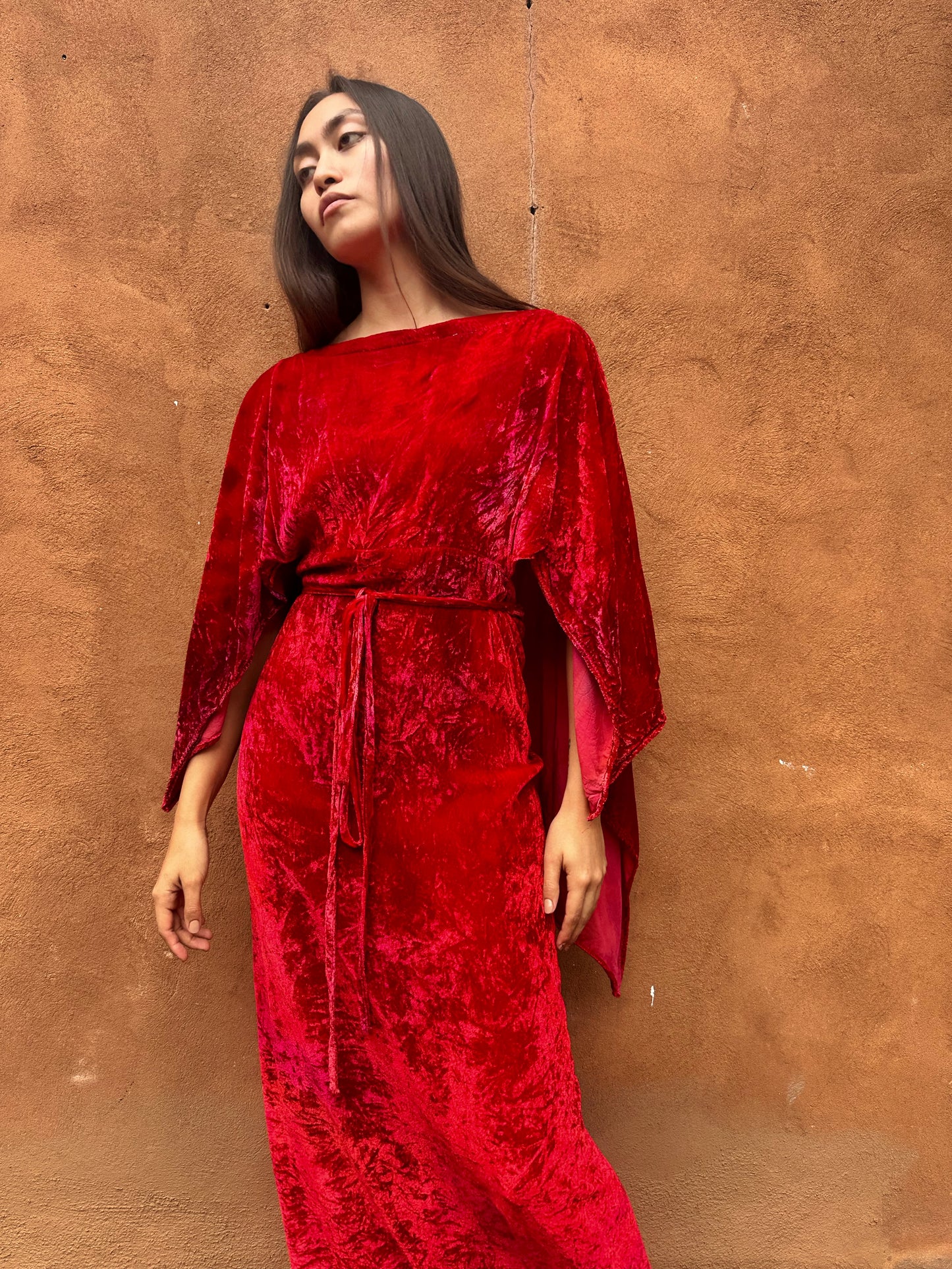 PRE ORDER Limited Edition Hand Dyed Velvet Wrap Dress