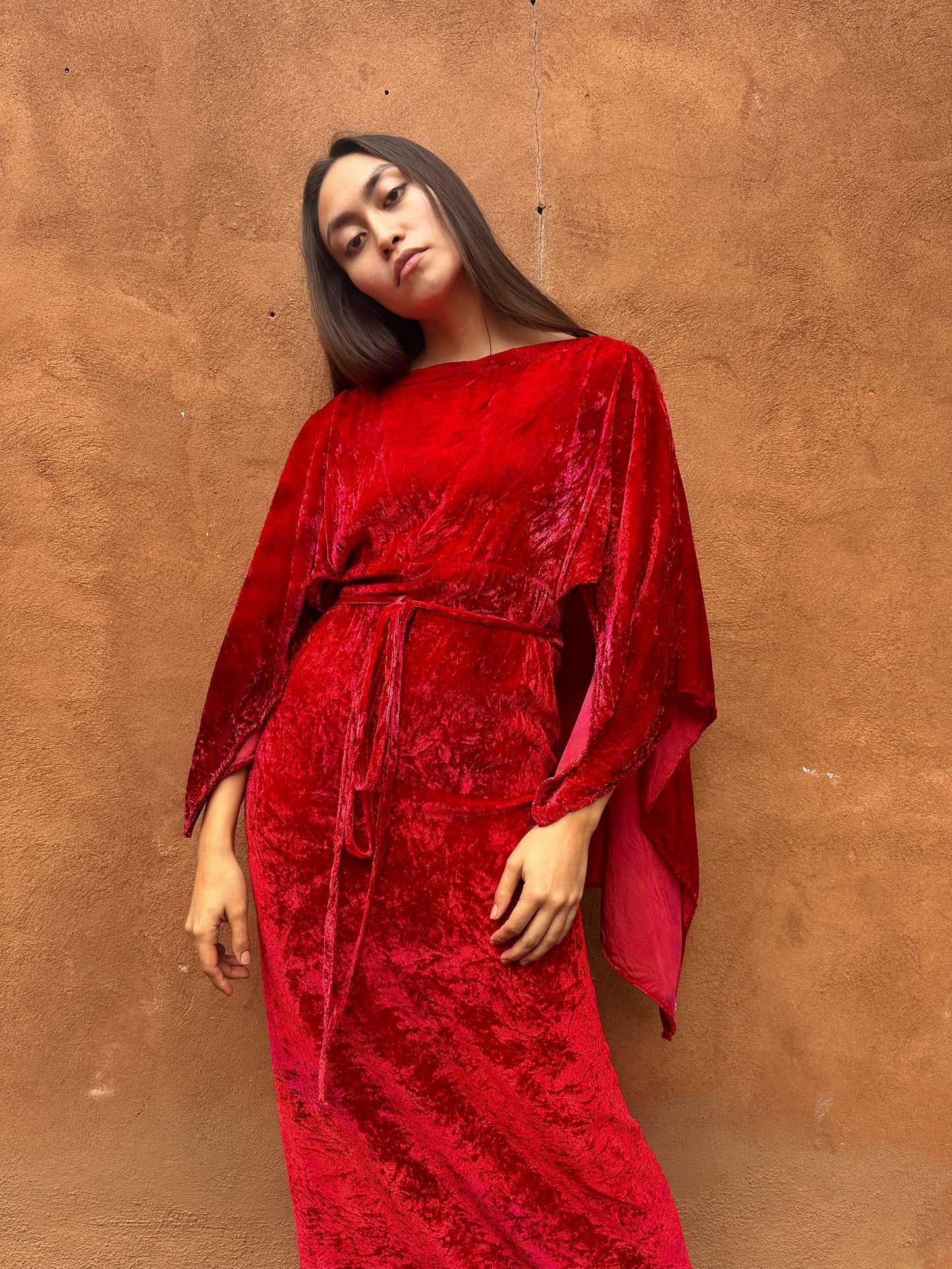 PRE ORDER Limited Edition Hand Dyed Velvet Wrap Dress