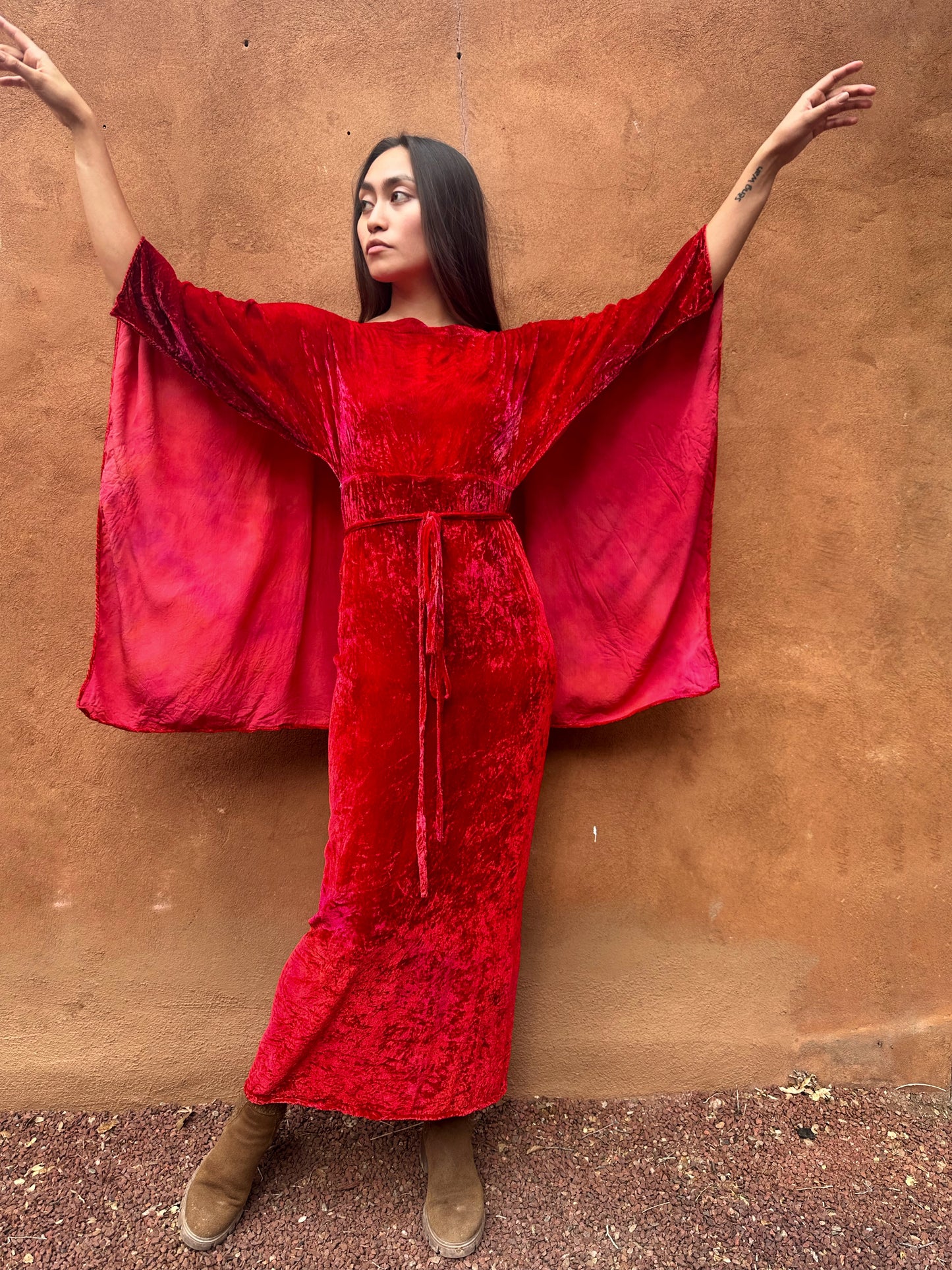 PRE ORDER Limited Edition Hand Dyed Velvet Wrap Dress