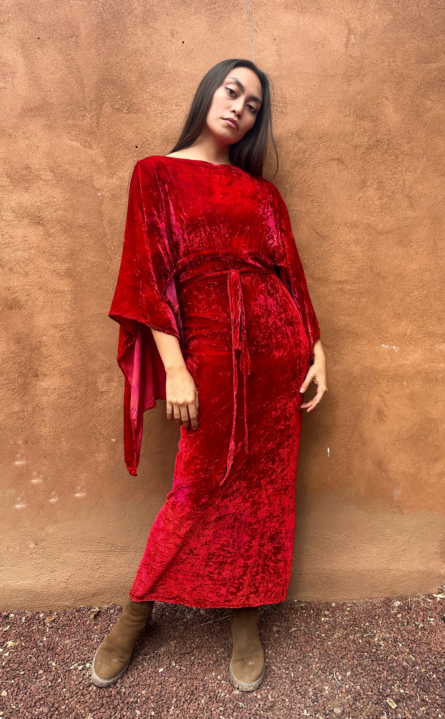 PRE ORDER Limited Edition Hand Dyed Velvet Wrap Dress