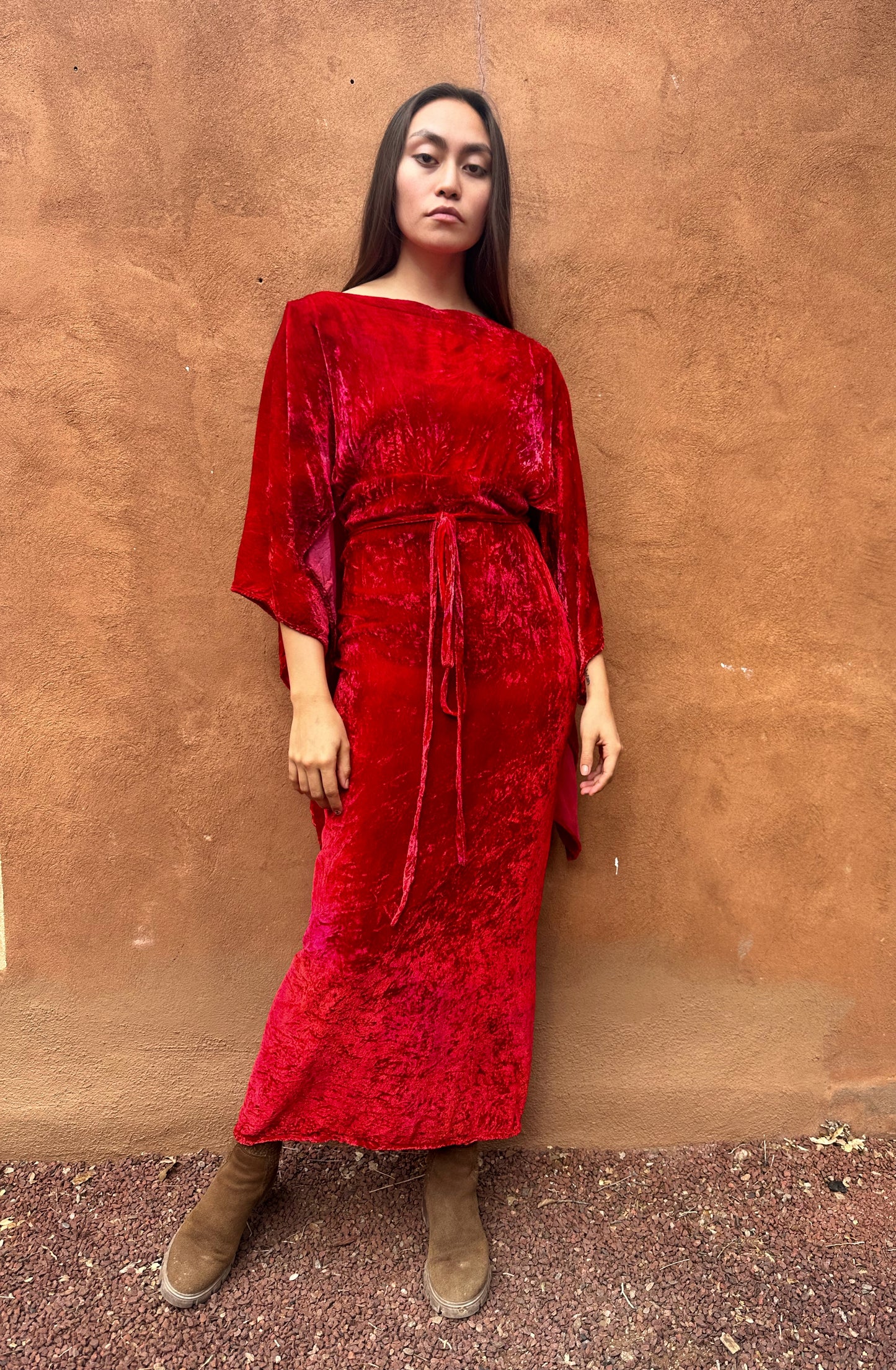 PRE ORDER Limited Edition Hand Dyed Velvet Wrap Dress