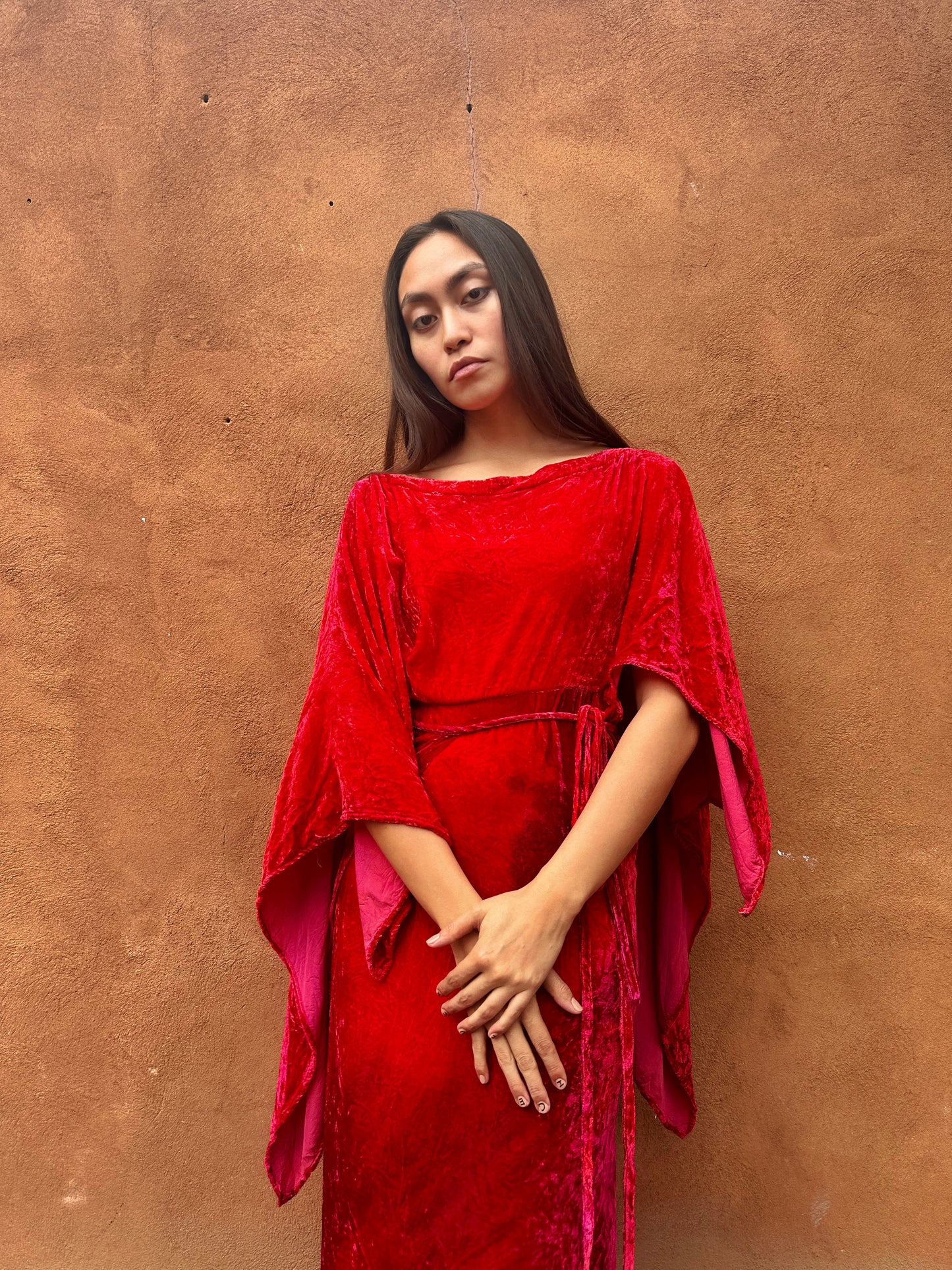 PRE ORDER Limited Edition Hand Dyed Velvet Wrap Dress