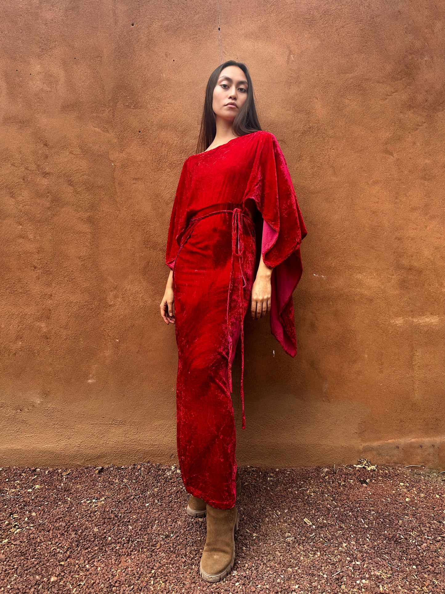 PRE ORDER Limited Edition Hand Dyed Velvet Wrap Dress