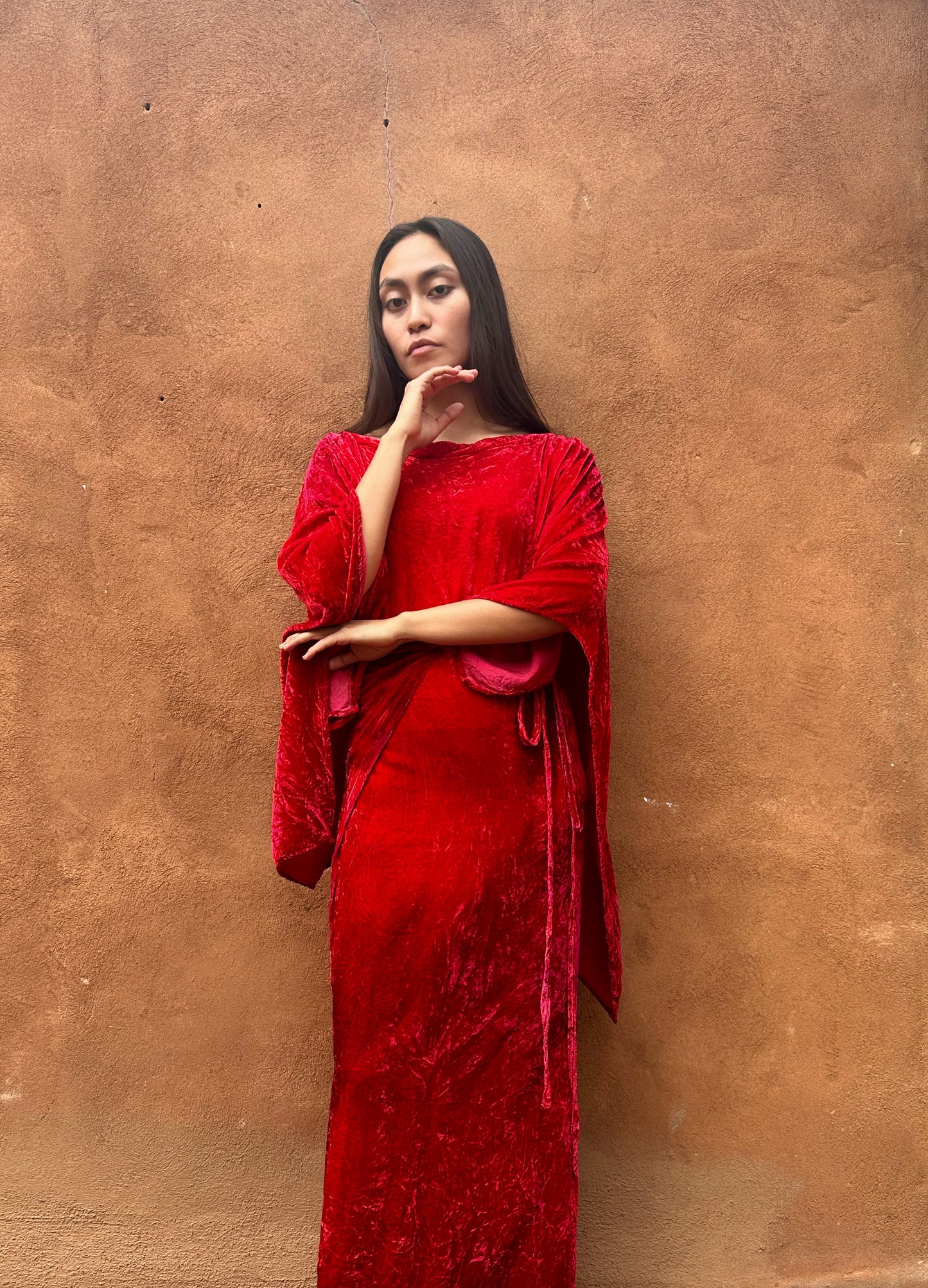 PRE ORDER Limited Edition Hand Dyed Velvet Wrap Dress