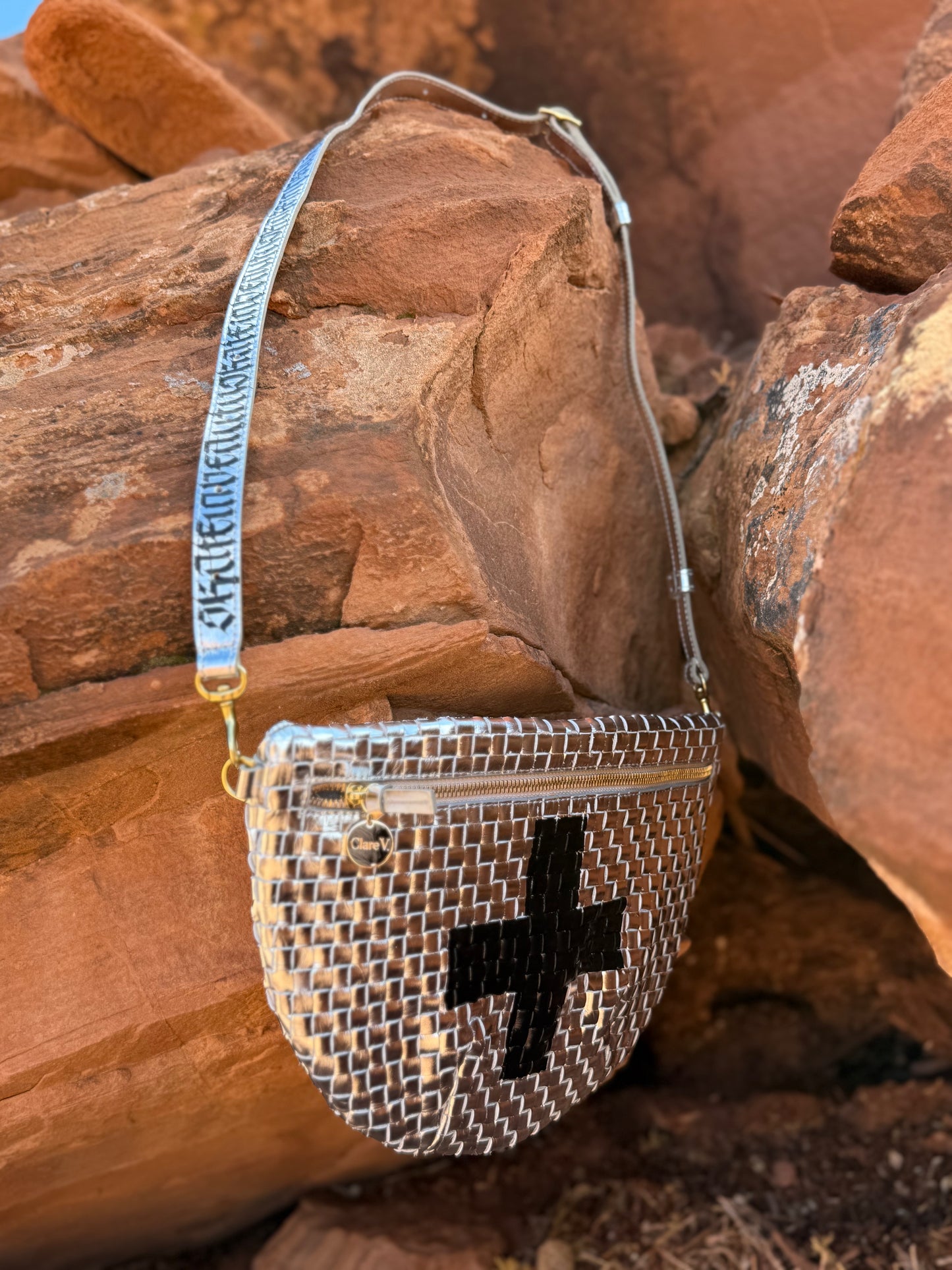 Clare V Reimagined Woven Checker Grande Fanny