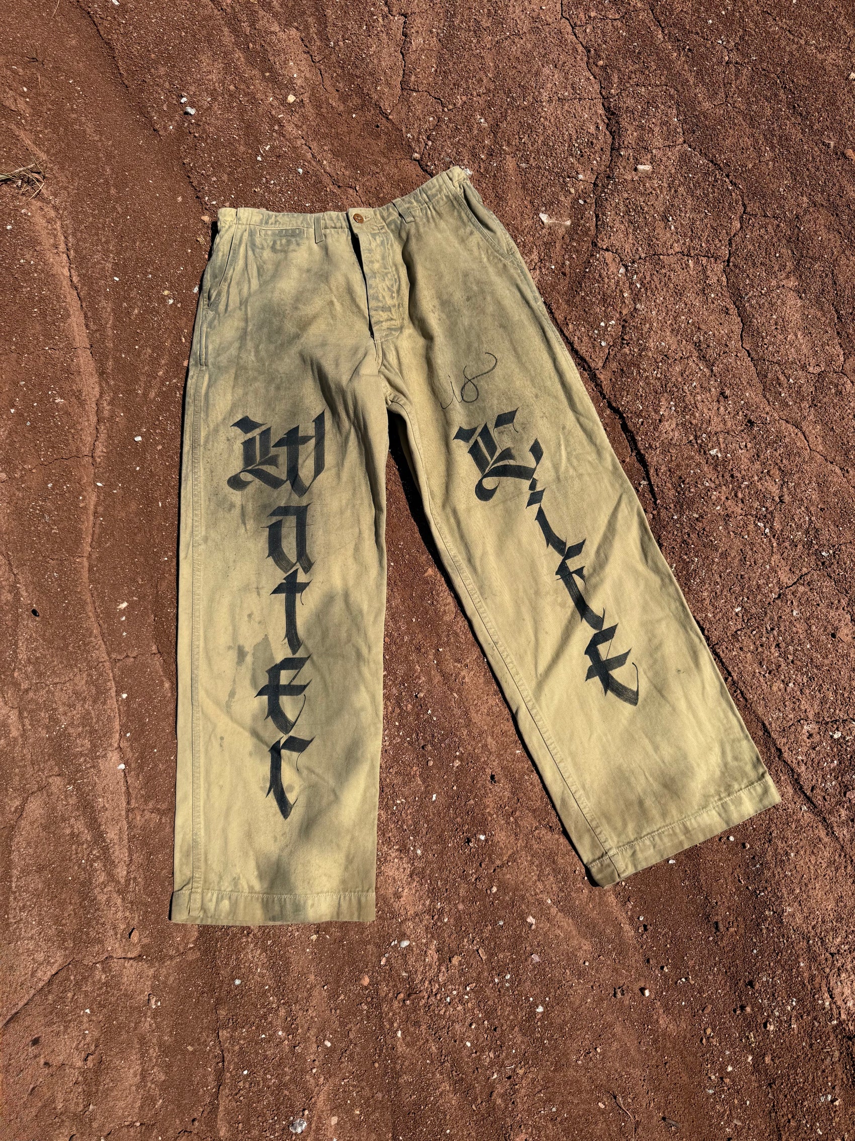 Upcycled Vintage Military Pant 32 x 31 Water is Life