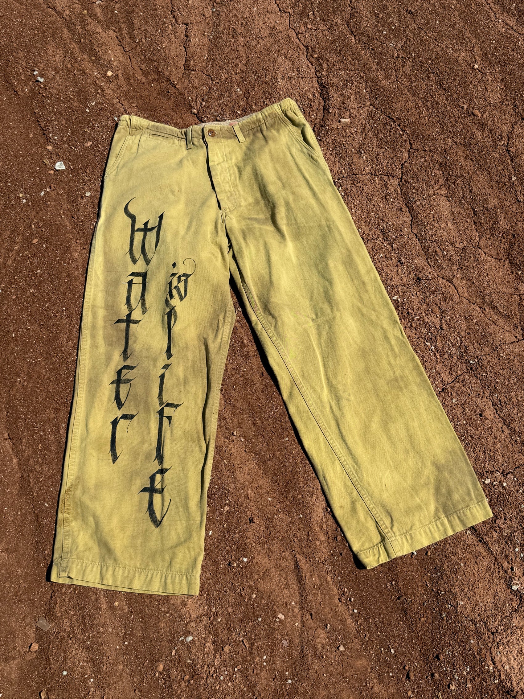 Upcycled Vintage Military Pant 34 x 31 Water is Life
