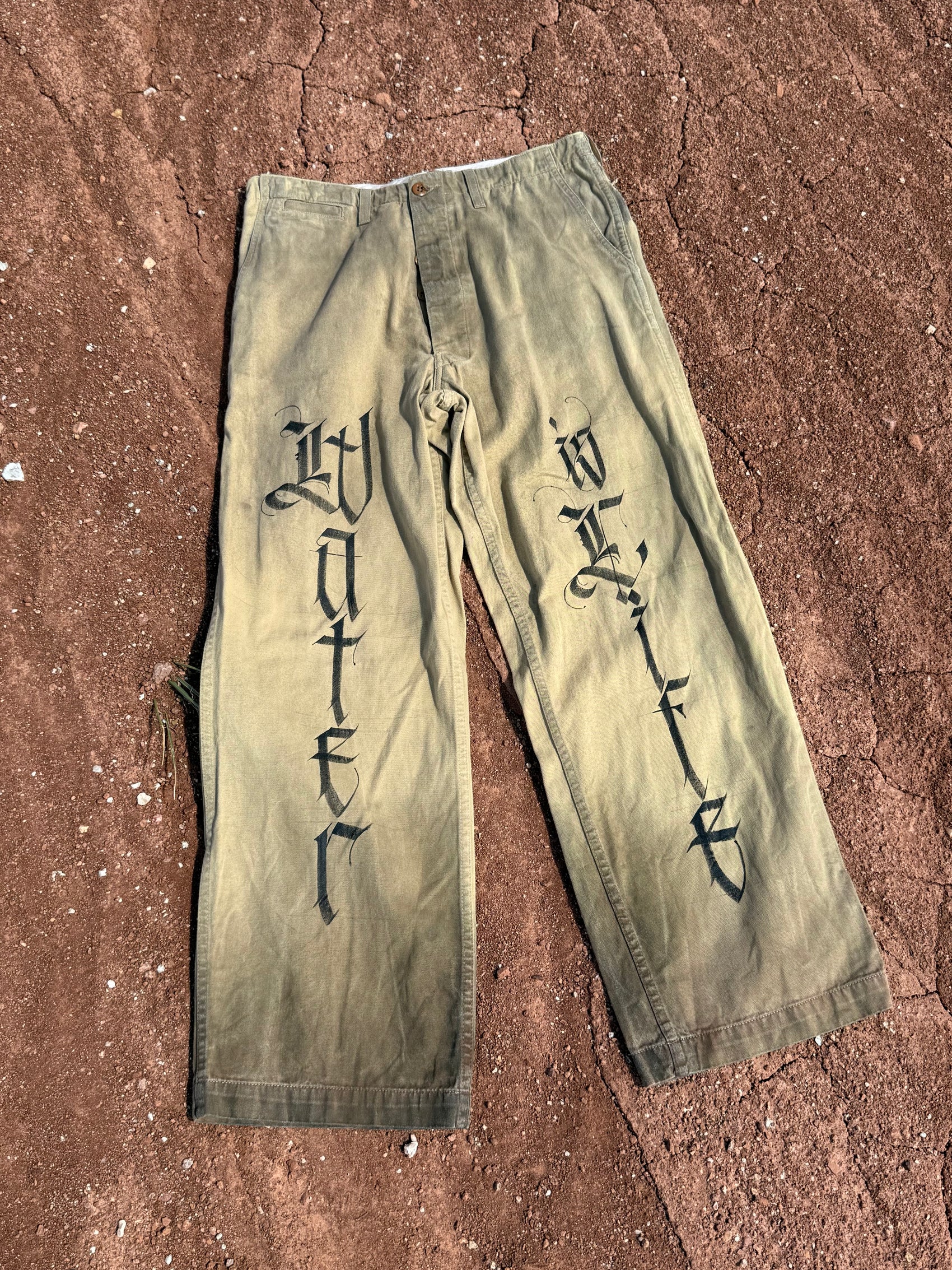 Upcycled Vintage Military Pant 34 x 31 Water is Life