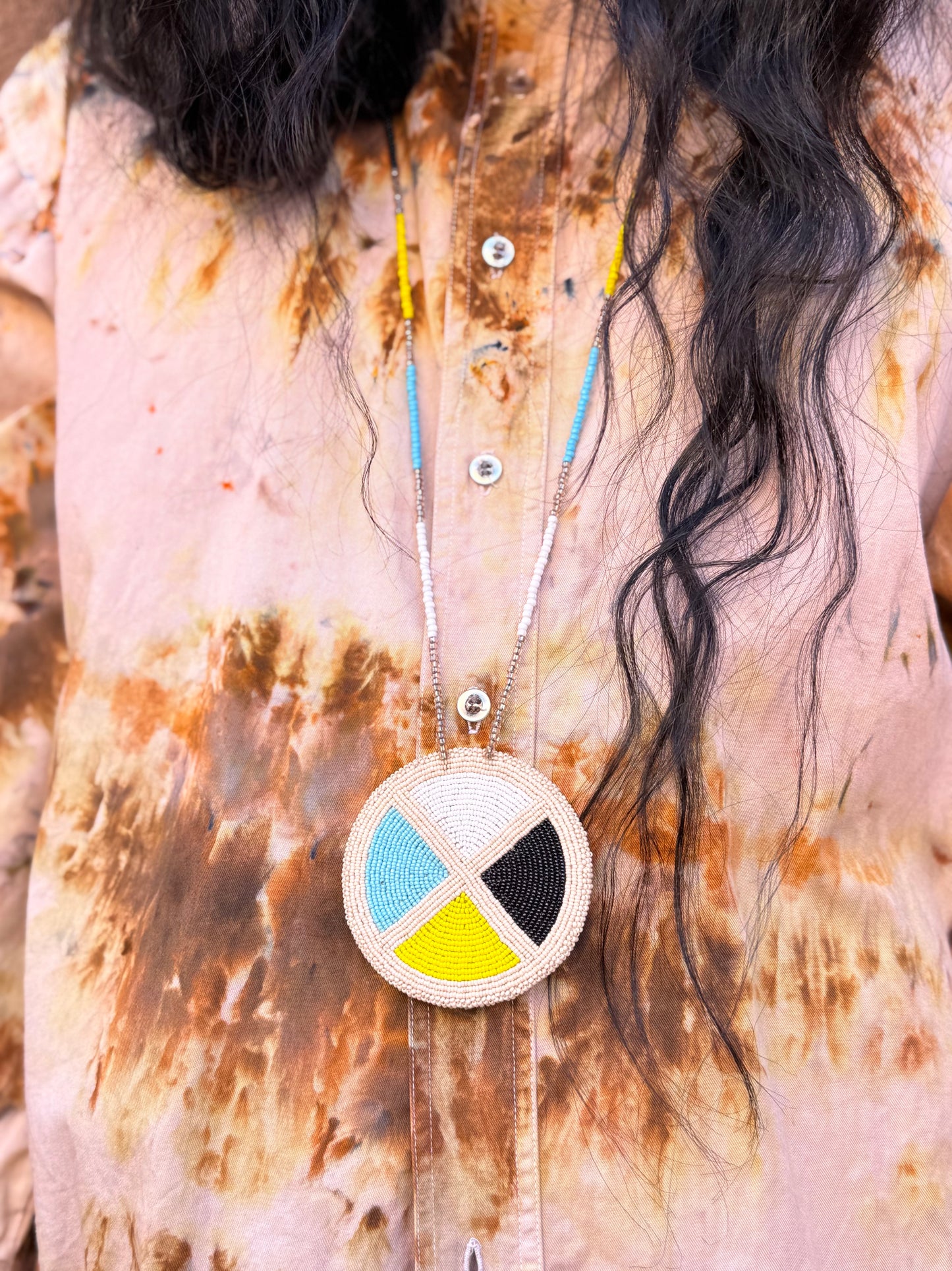 Navajo Made Beaded Medallion Necklace