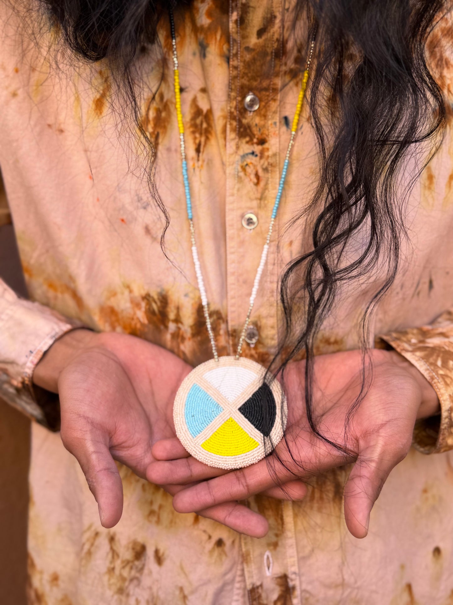 Navajo Made Beaded Medallion Necklace