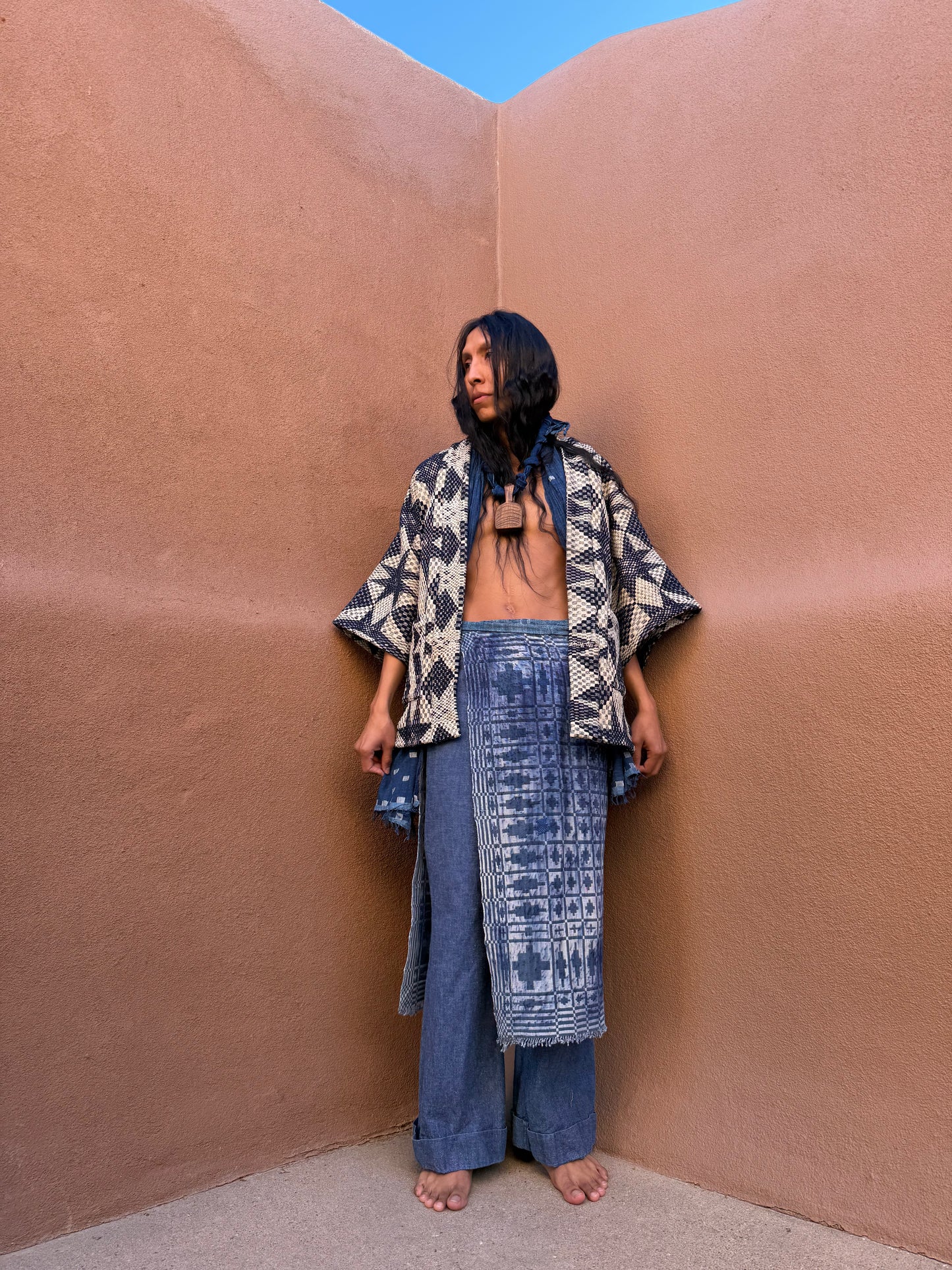 Upcycled Vintage Overshot Coverlet Jacket