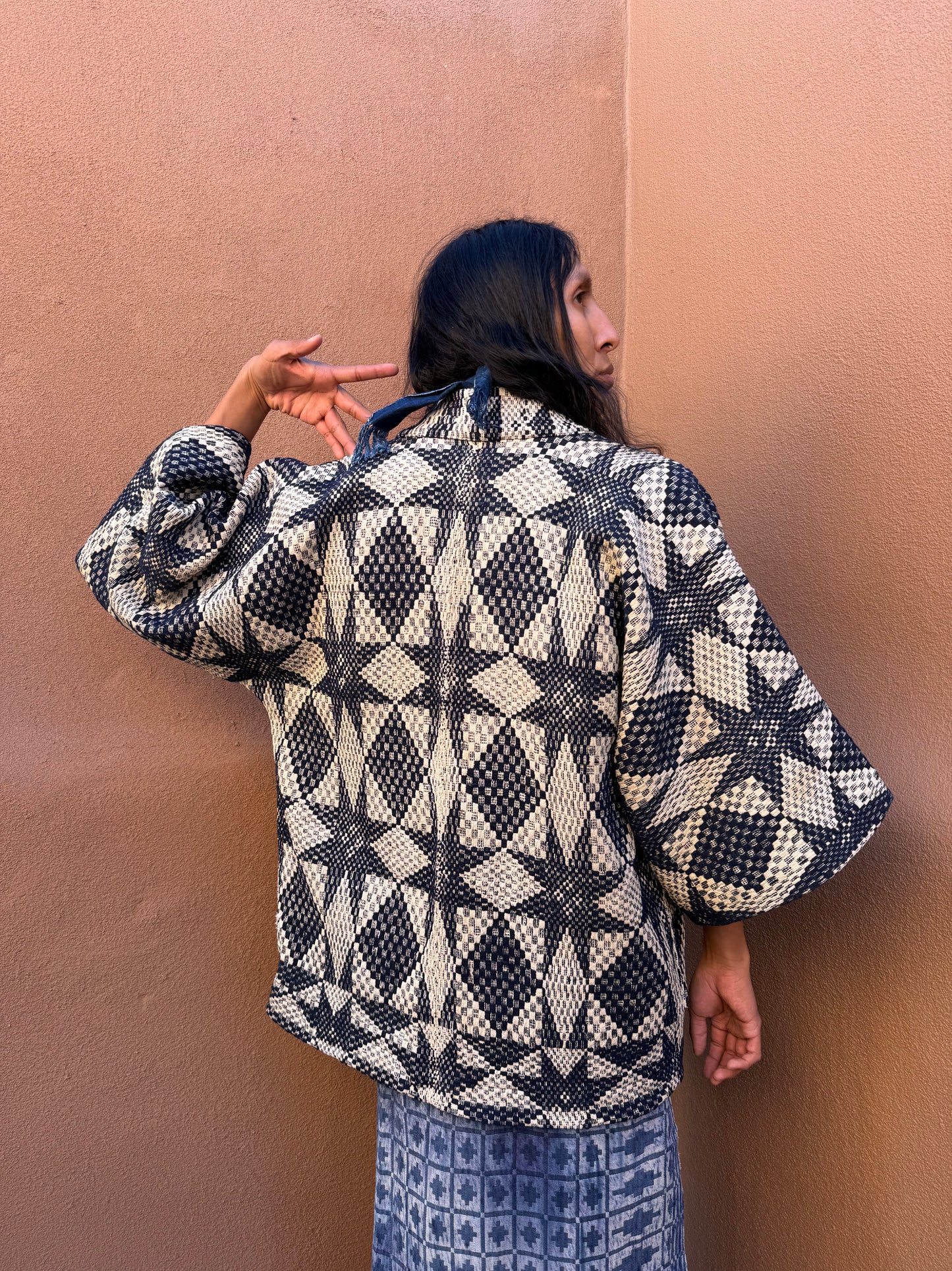 Upcycled Vintage Overshot Coverlet Jacket