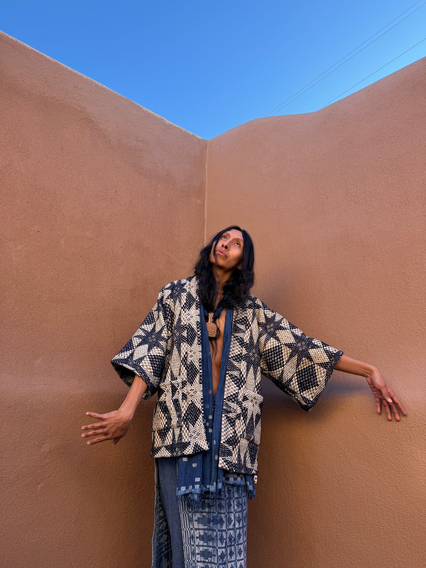 Upcycled Vintage Overshot Coverlet Jacket