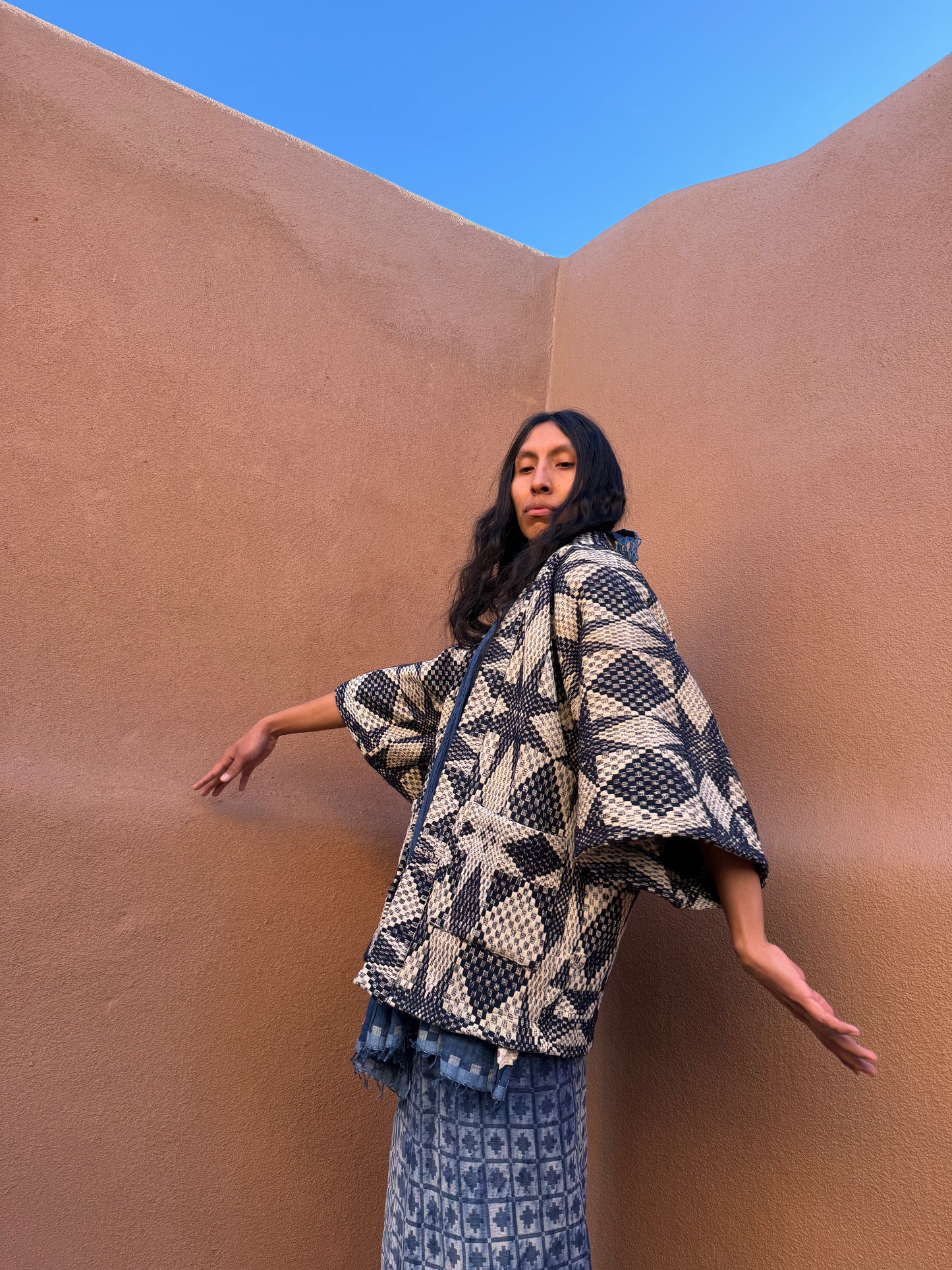 Upcycled Vintage Overshot Coverlet Jacket